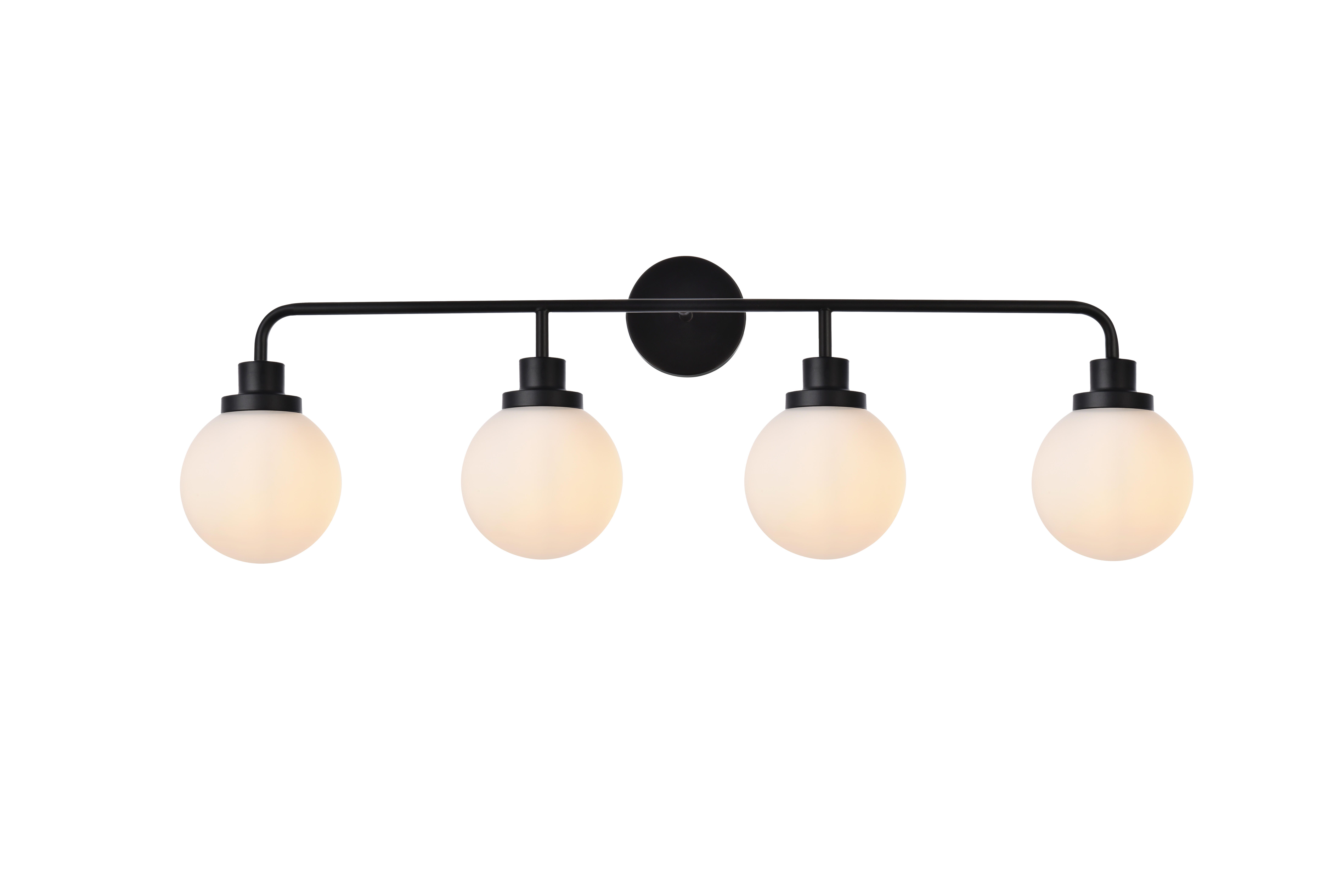 Hanson 4 Lights Bath Sconce In Black With Frosted Shade, Black/Frosted, large