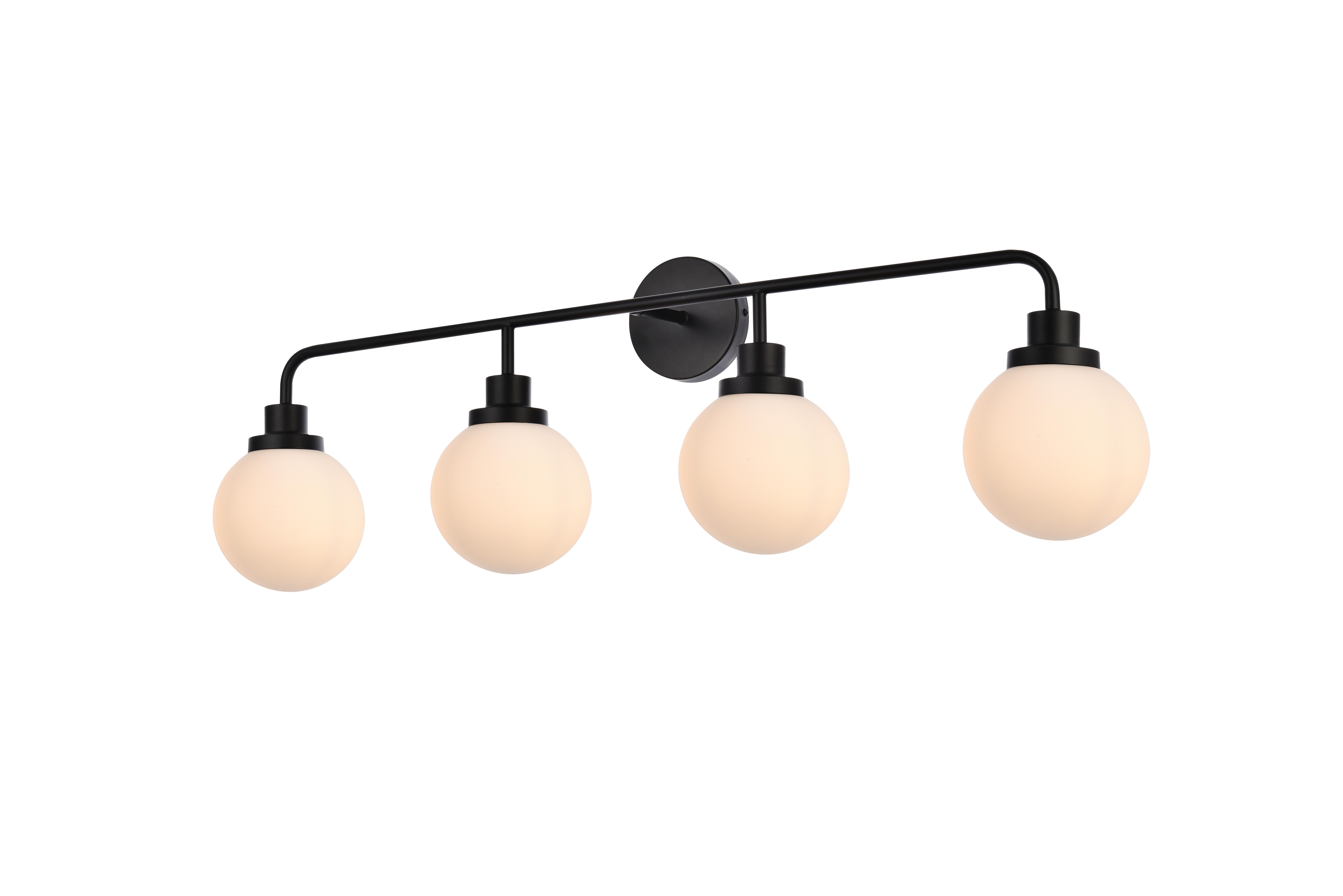 Hanson 4 Lights Bath Sconce In Black With Frosted Shade, Black/Frosted, large