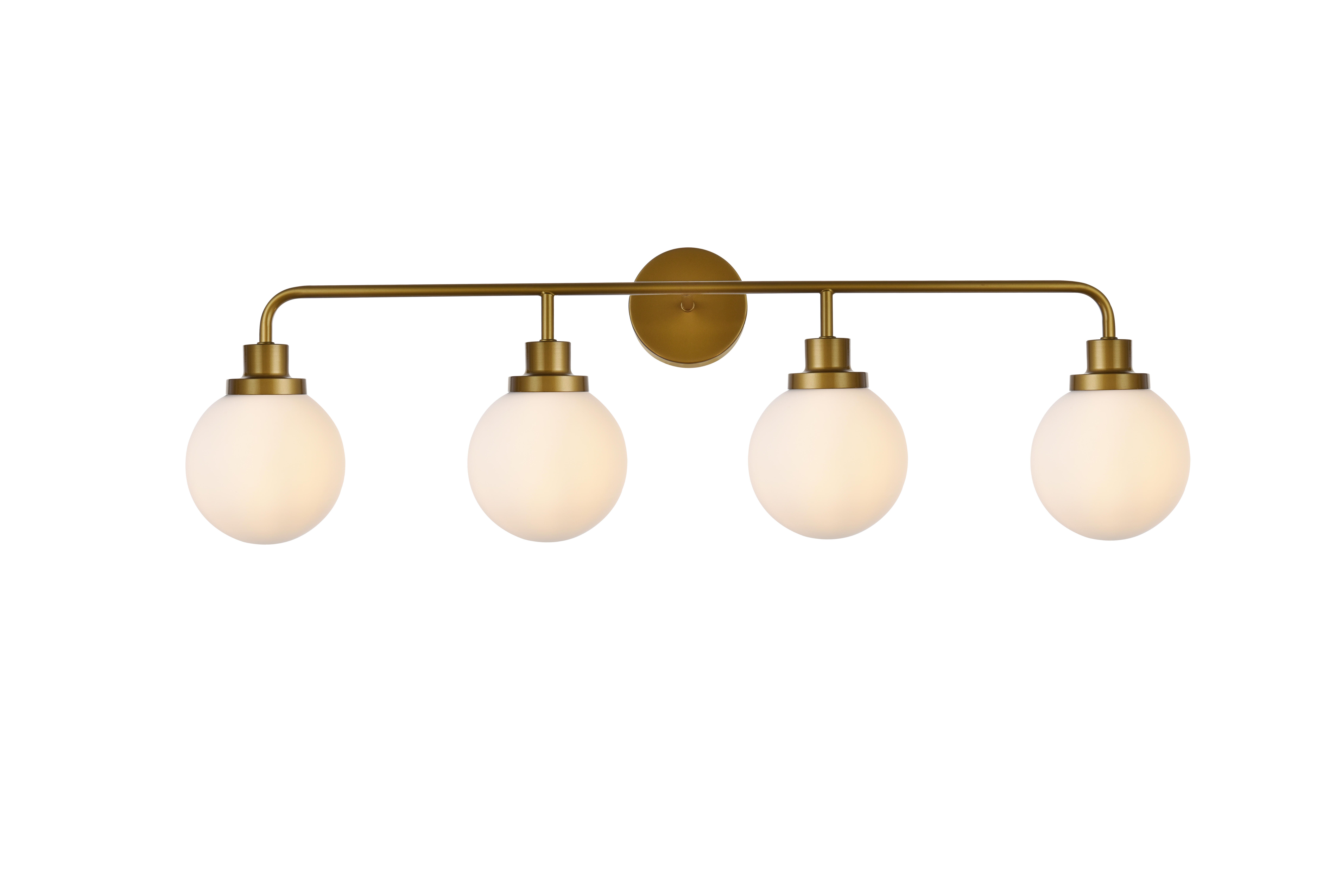 Hanson 4 Lights Bath Sconce In Brass With Frosted Shade, Brass/Frosted, large