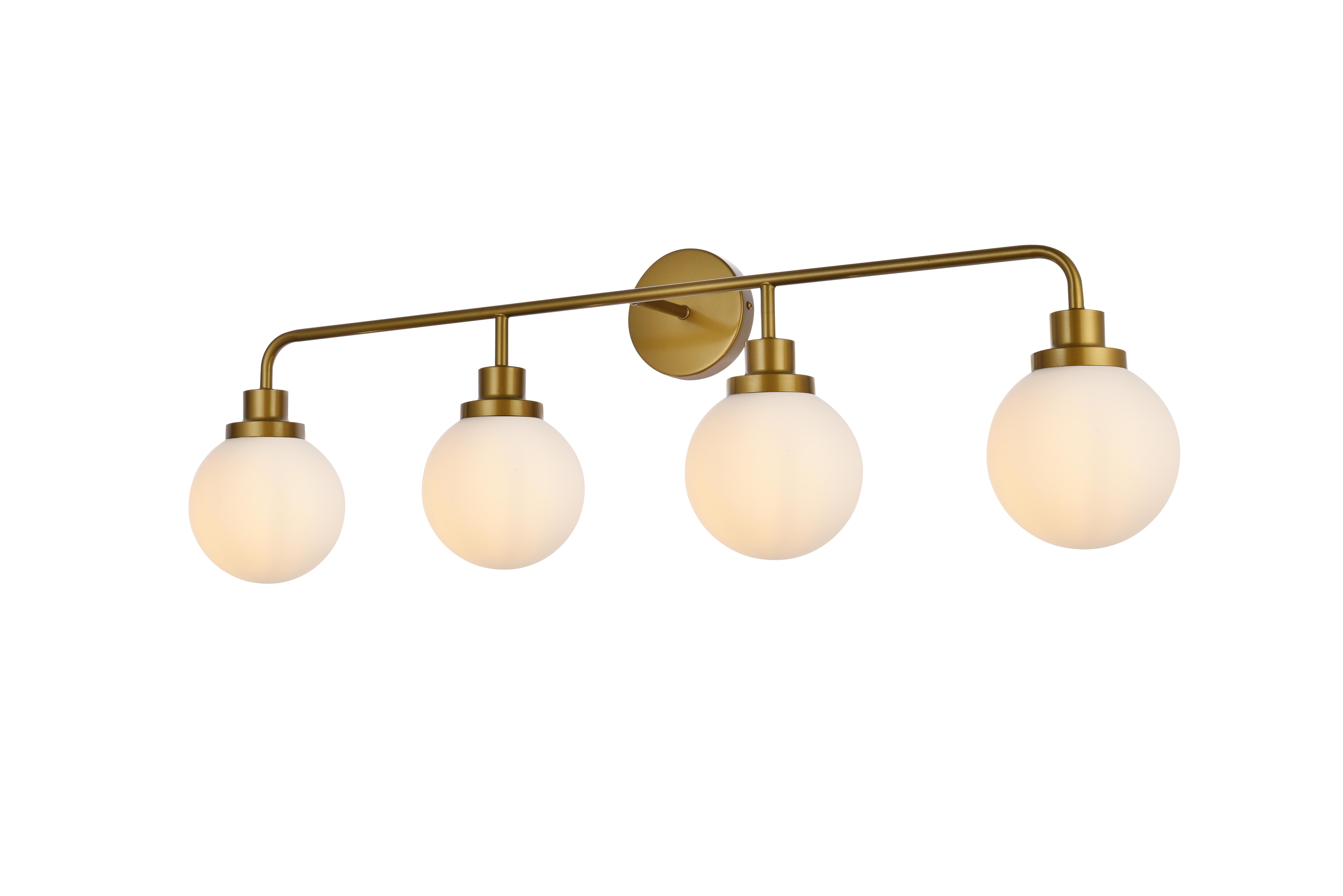 Hanson 4 Lights Bath Sconce In Brass With Frosted Shade, Brass/Frosted, large