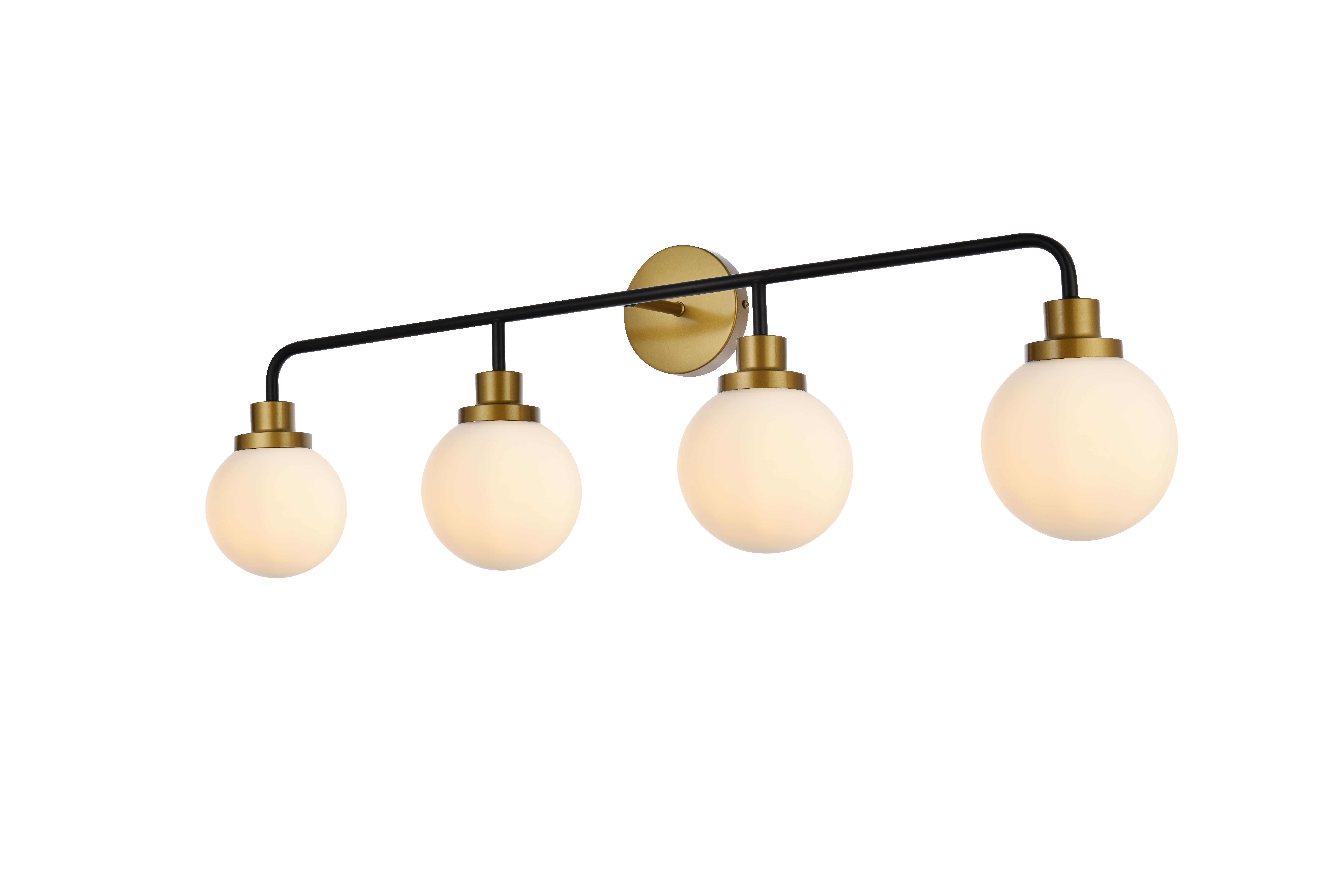 Hanson 4 Lights Bath Sconce In Black With Brass With Frosted Shade, Black/Brass/Frosted, large