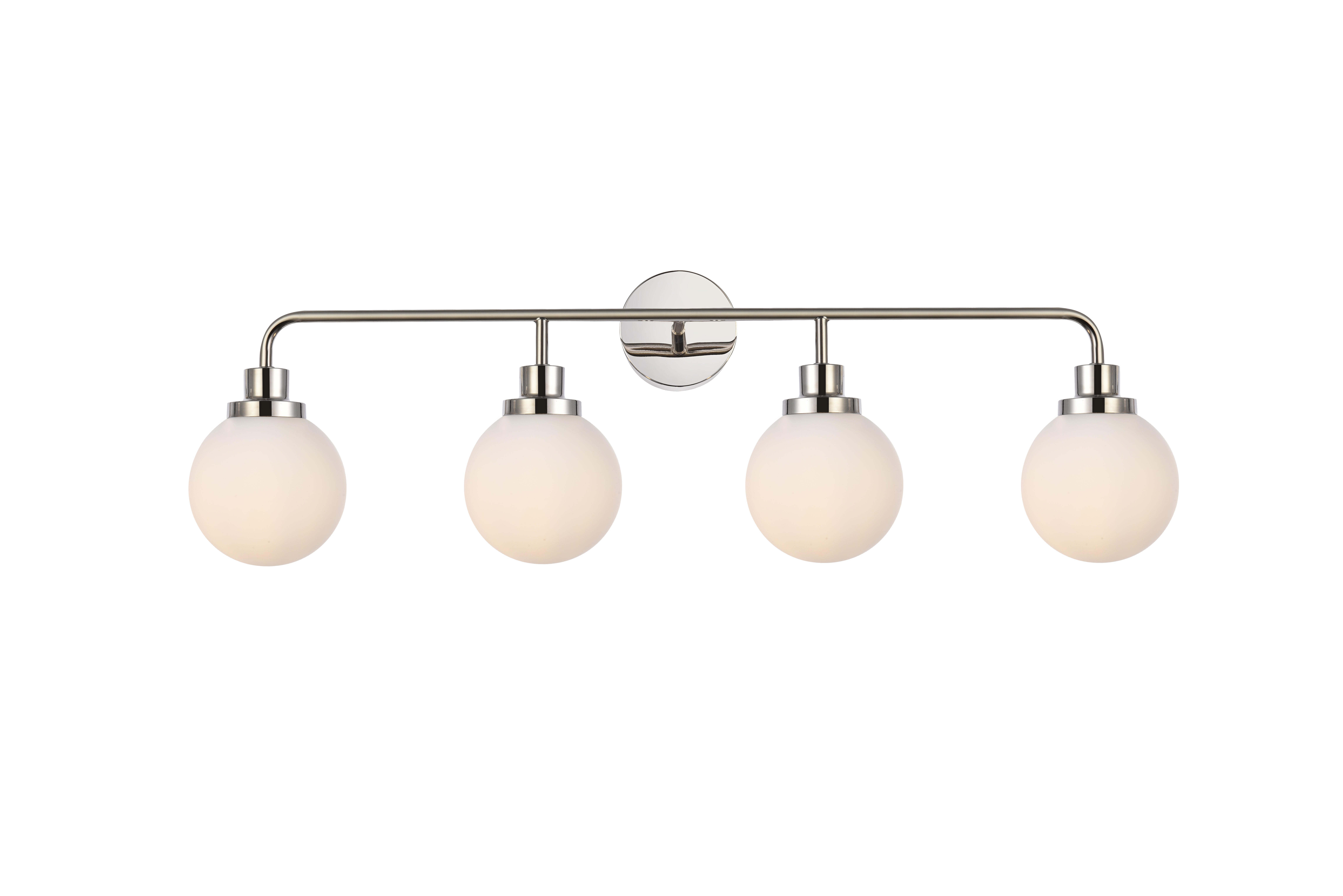Hanson 4 Lights Bath Sconce In Polished Nickel With Frosted Shade, Polished Nickel/Frosted, large