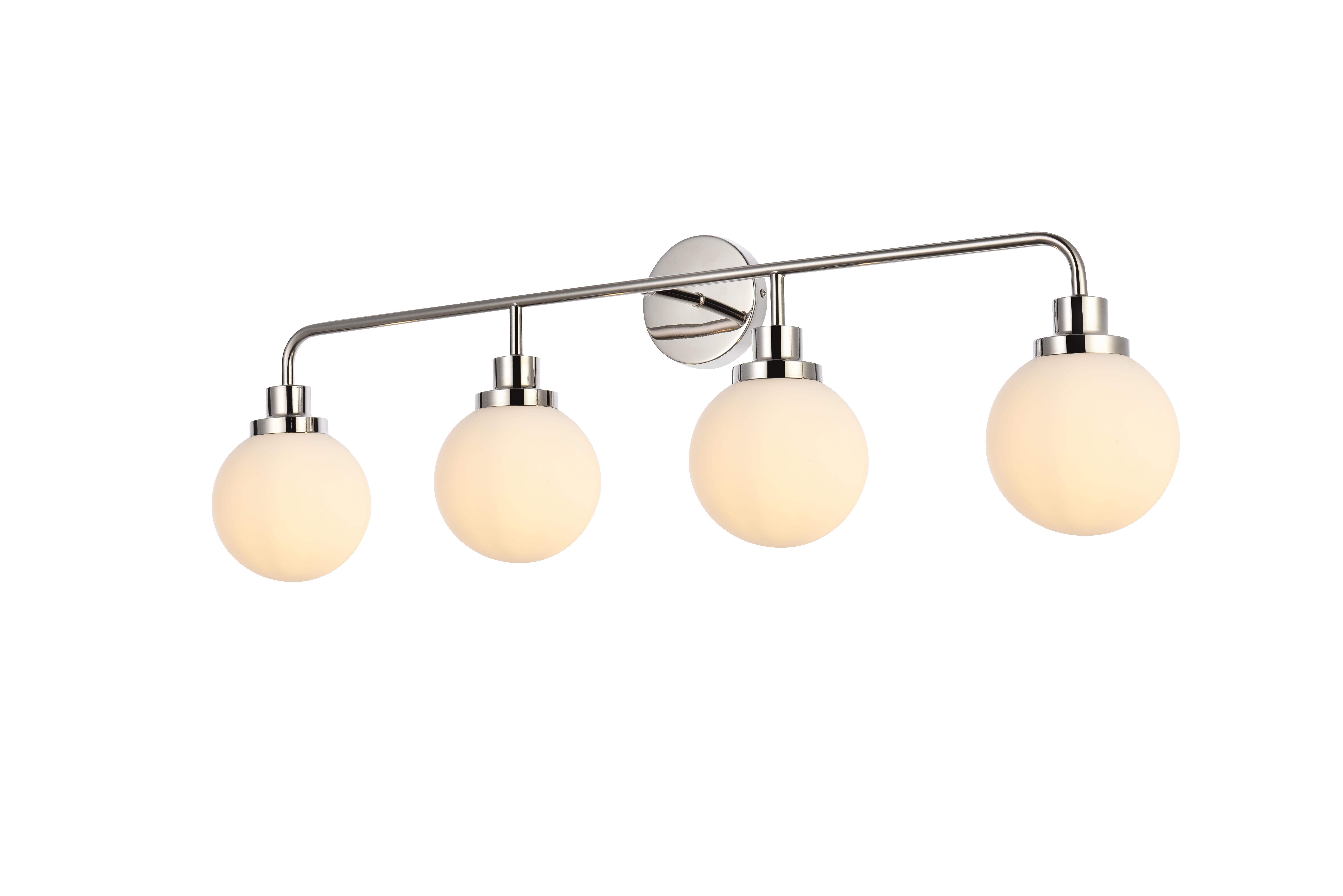 Hanson 4 Lights Bath Sconce In Polished Nickel With Frosted Shade, Polished Nickel/Frosted, large