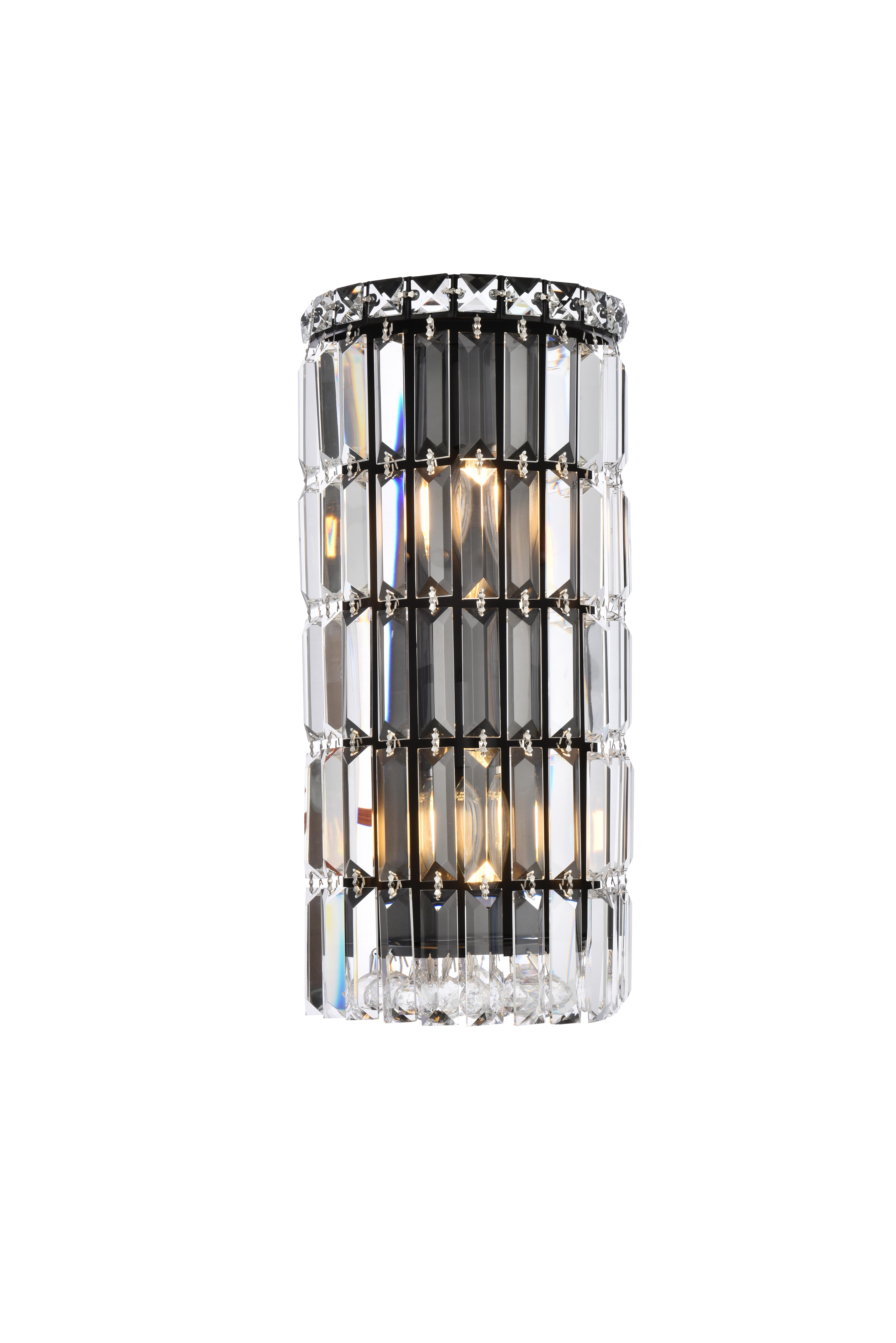 Maxime 8 Inch Black Wall Sconce, Black, large