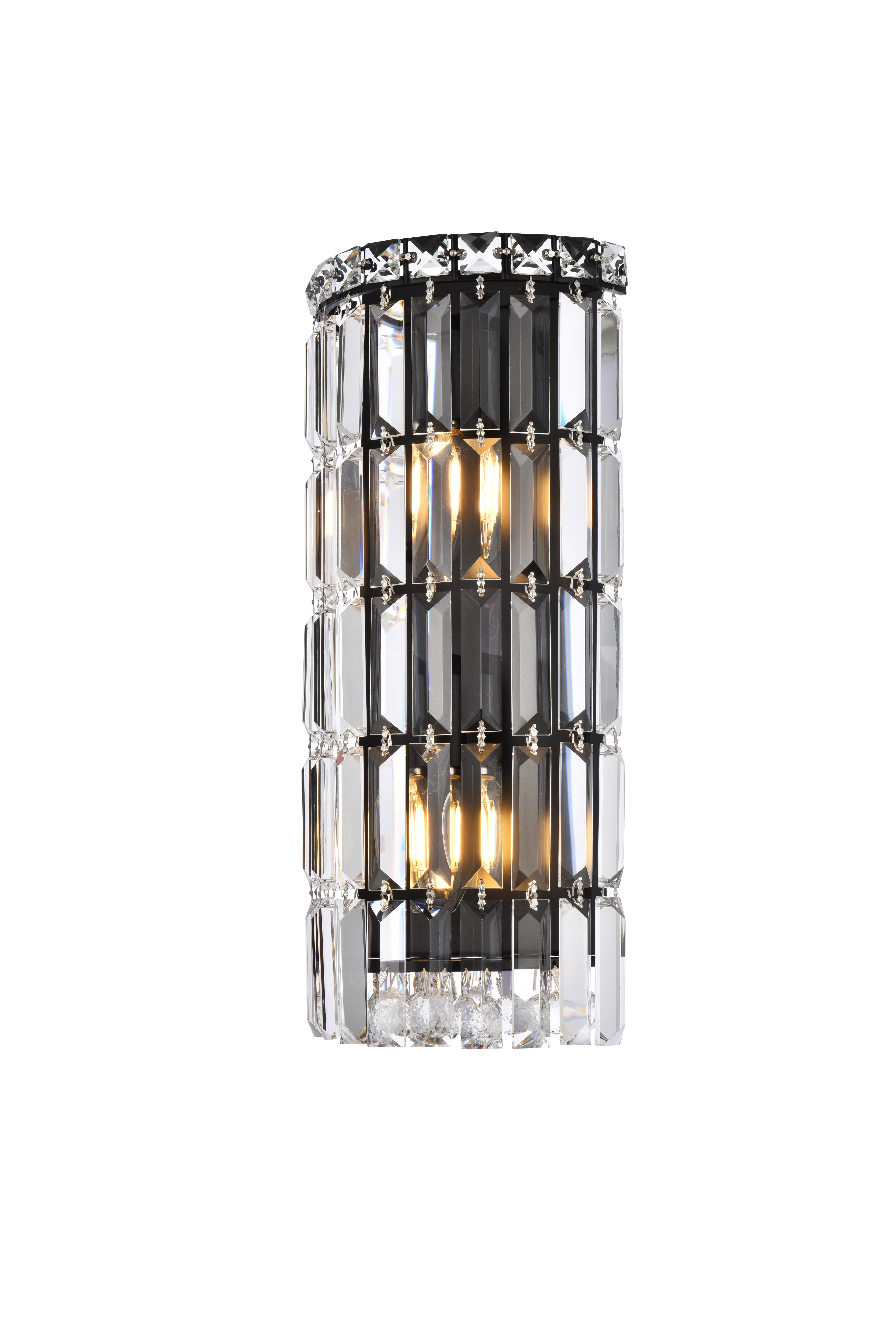 Maxime 8 Inch Black Wall Sconce, Black, large