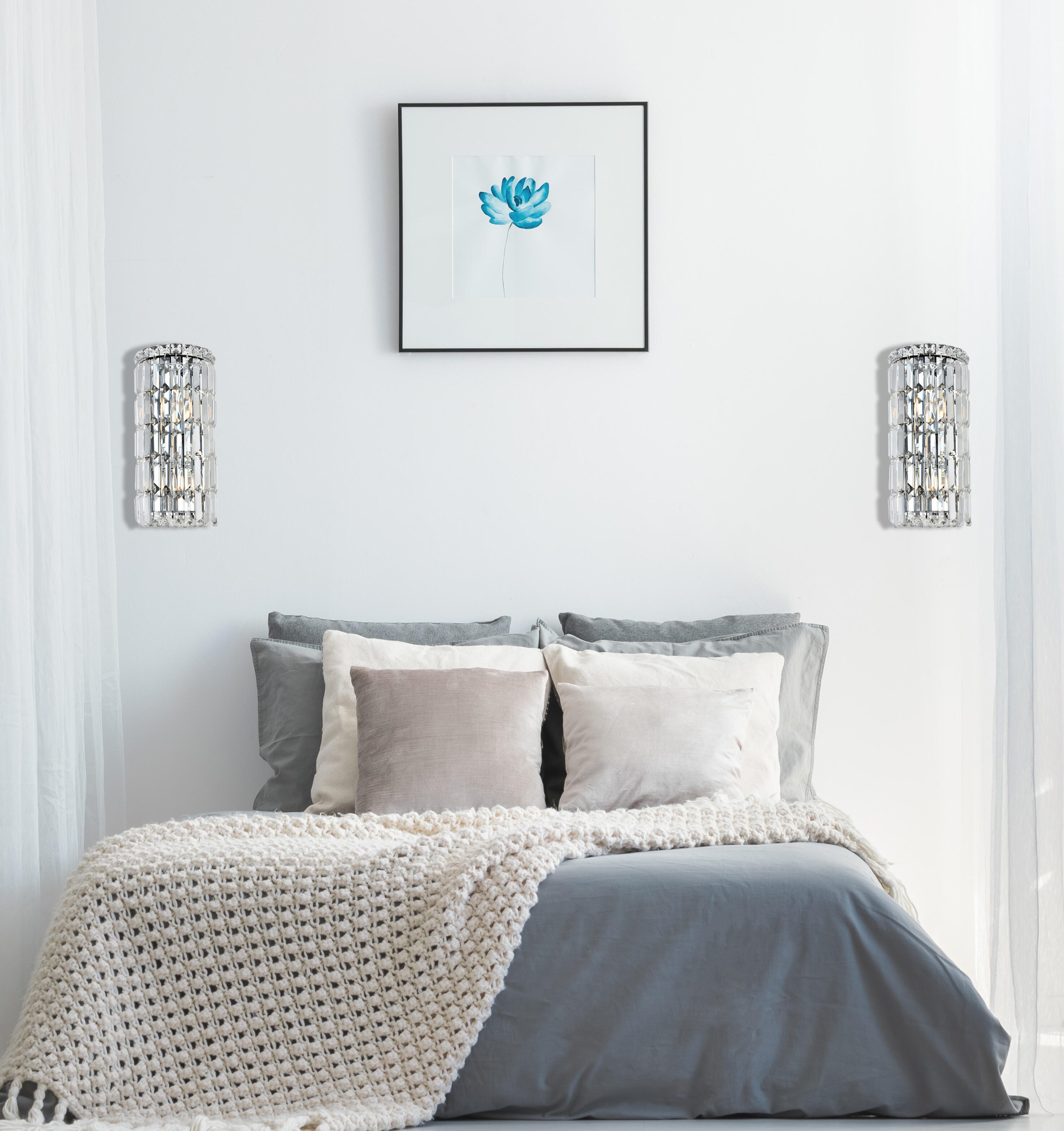 Maxime 2 Light Chrome Wall Sconce Clear Royal Cut Crystal, Chrome, rollover