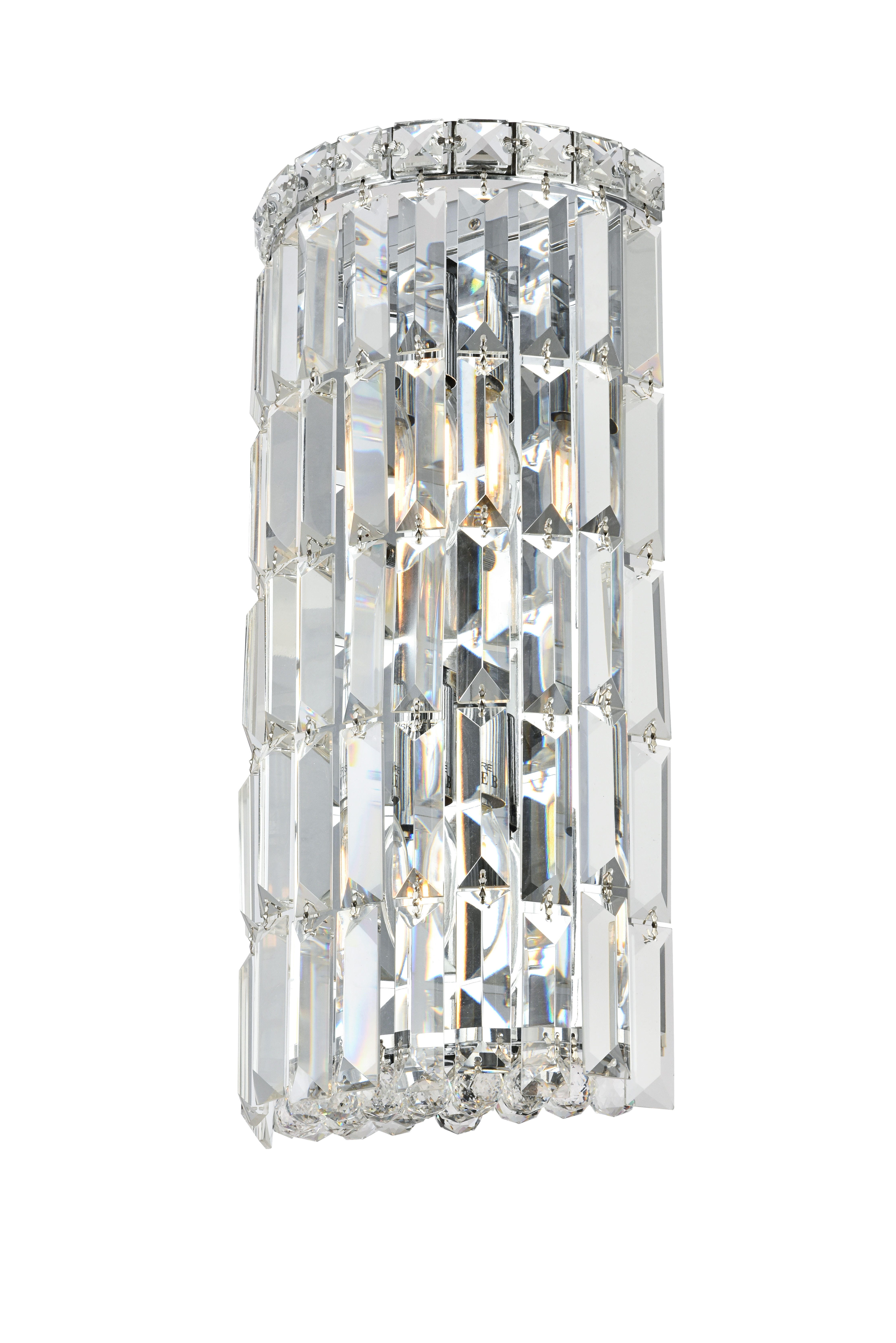Maxime 2 Light Chrome Wall Sconce Clear Royal Cut Crystal, Chrome, large