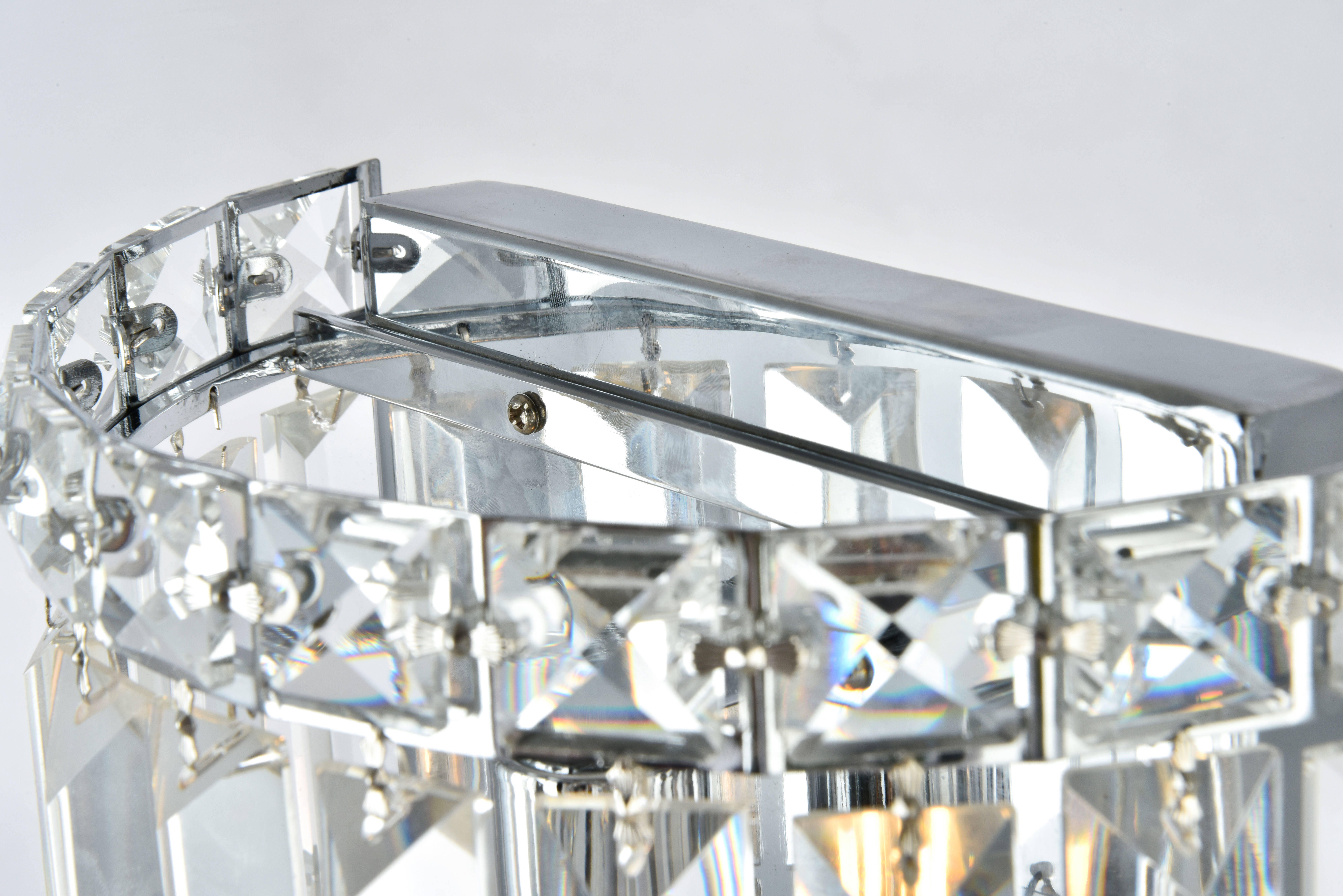 Maxime 2 Light Chrome Wall Sconce Clear Royal Cut Crystal, Chrome, large