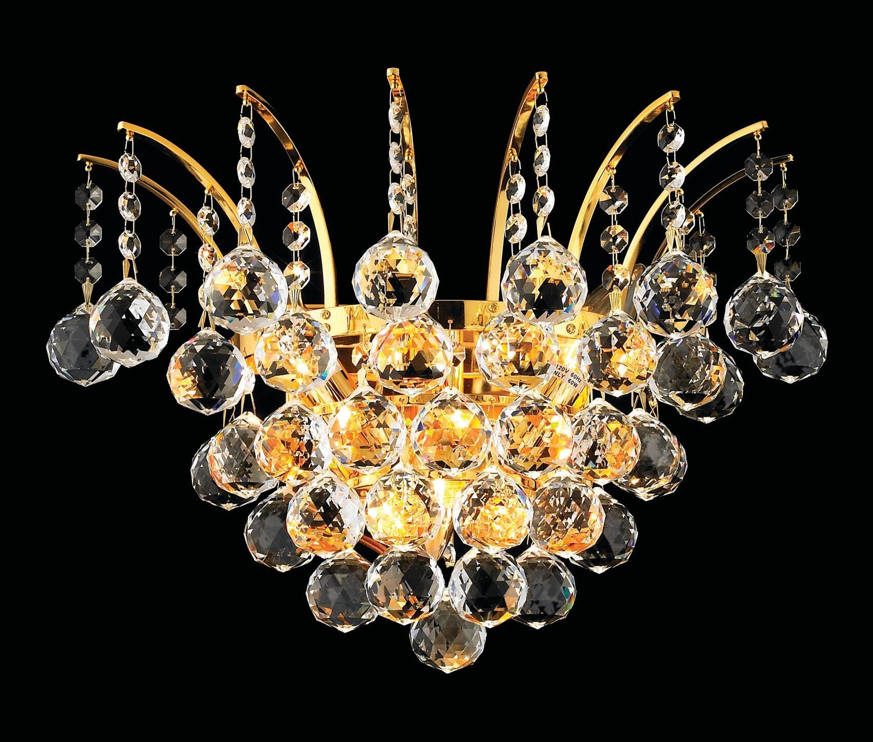 Victoria 3 Light Gold Wall Sconce Clear Royal Cut Crystal, , large