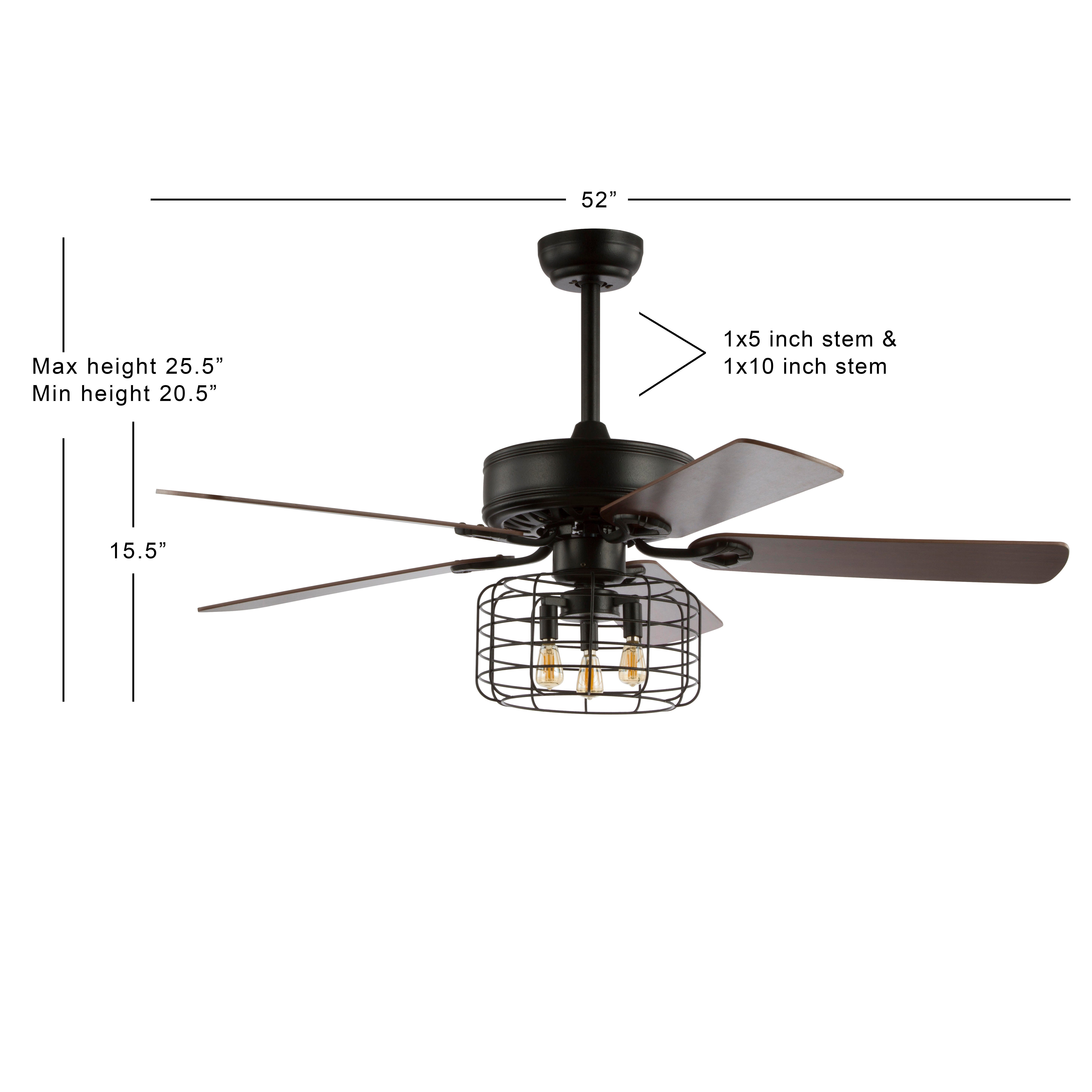 JONATHAN Y Asher 3-Light Industrial LED Ceiling Fan, , large