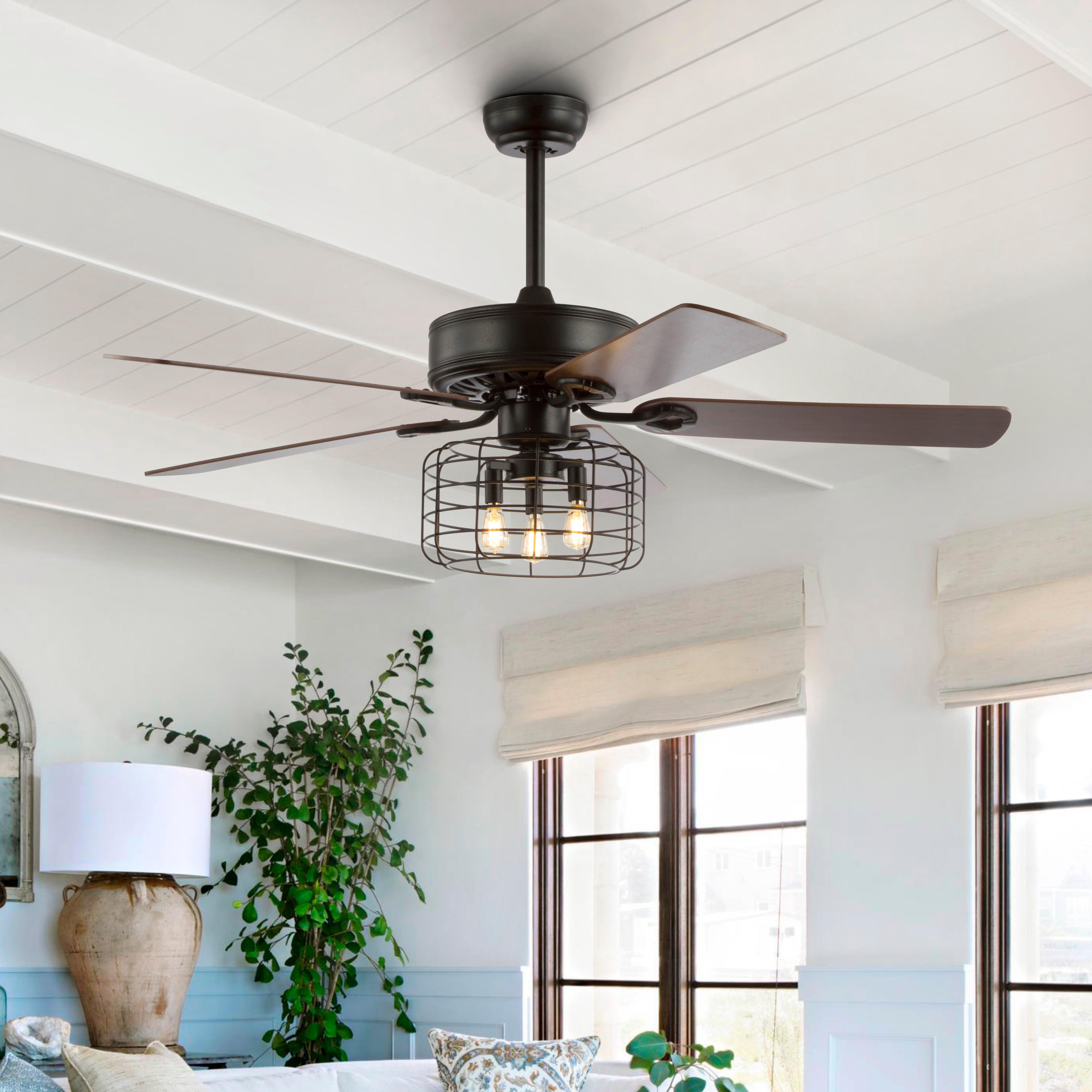 JONATHAN Y Asher 3-Light Industrial LED Ceiling Fan, , large
