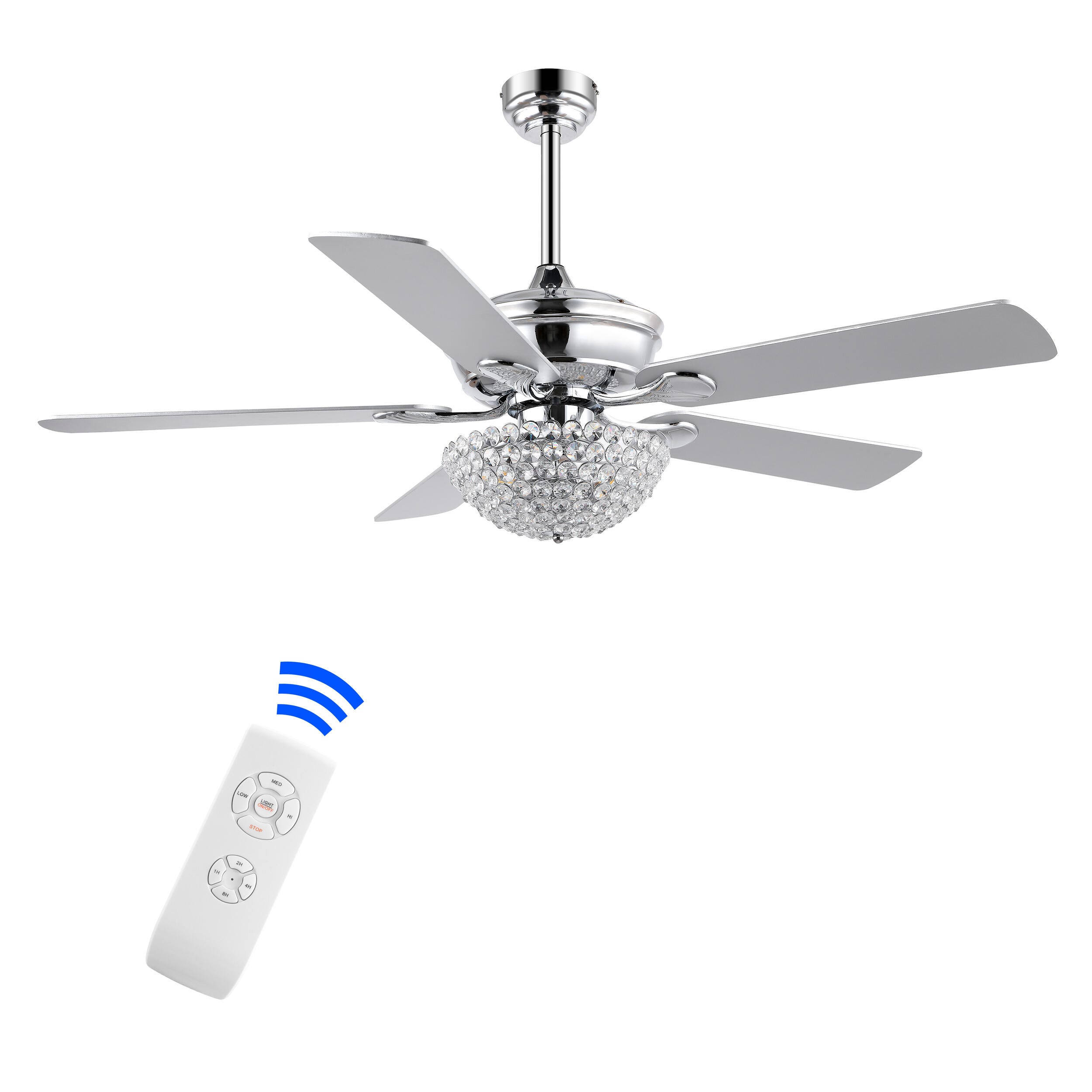 JONATHAN Y 3-Light Ceiling Fan, Chrome, large