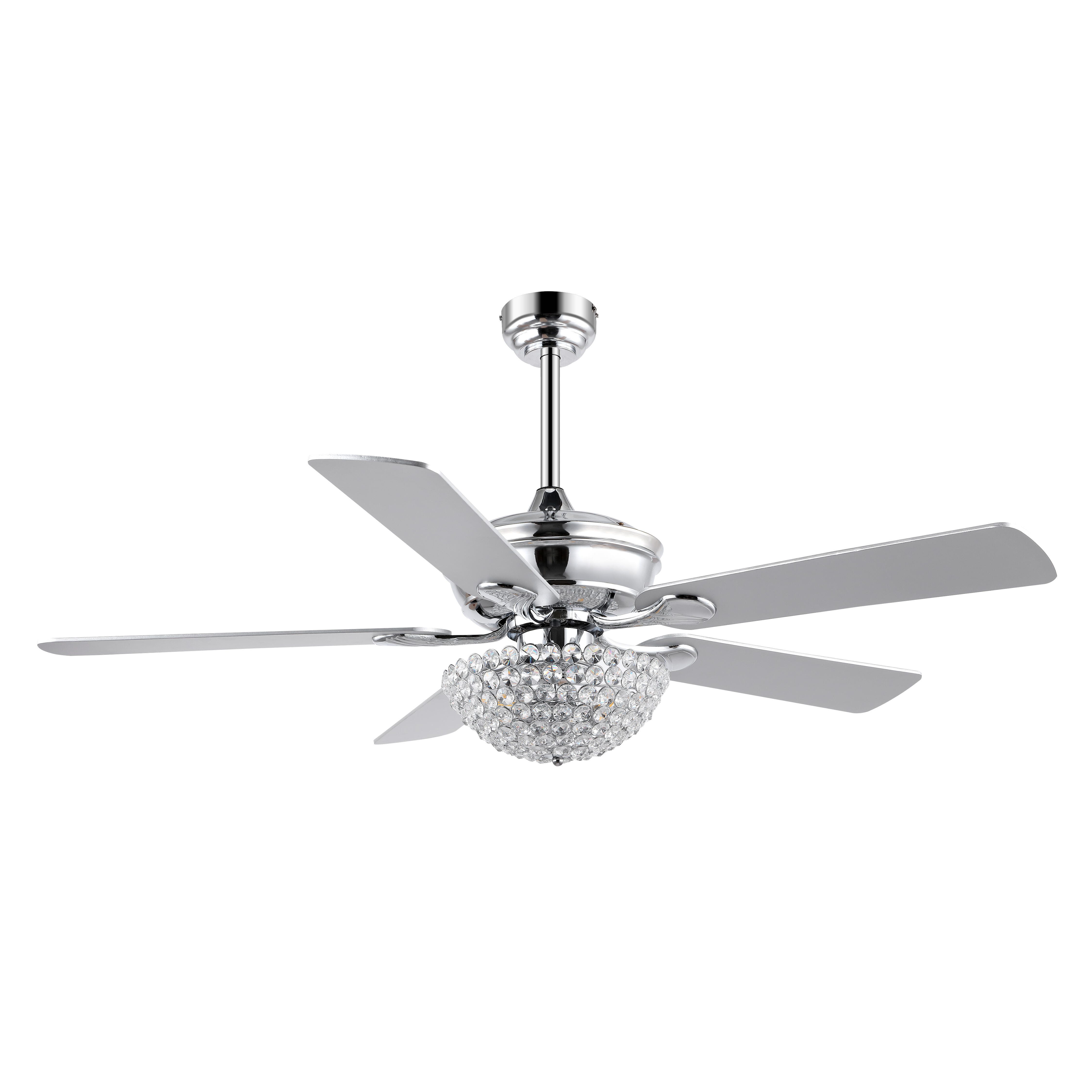 JONATHAN Y 3-Light Ceiling Fan, Chrome, large