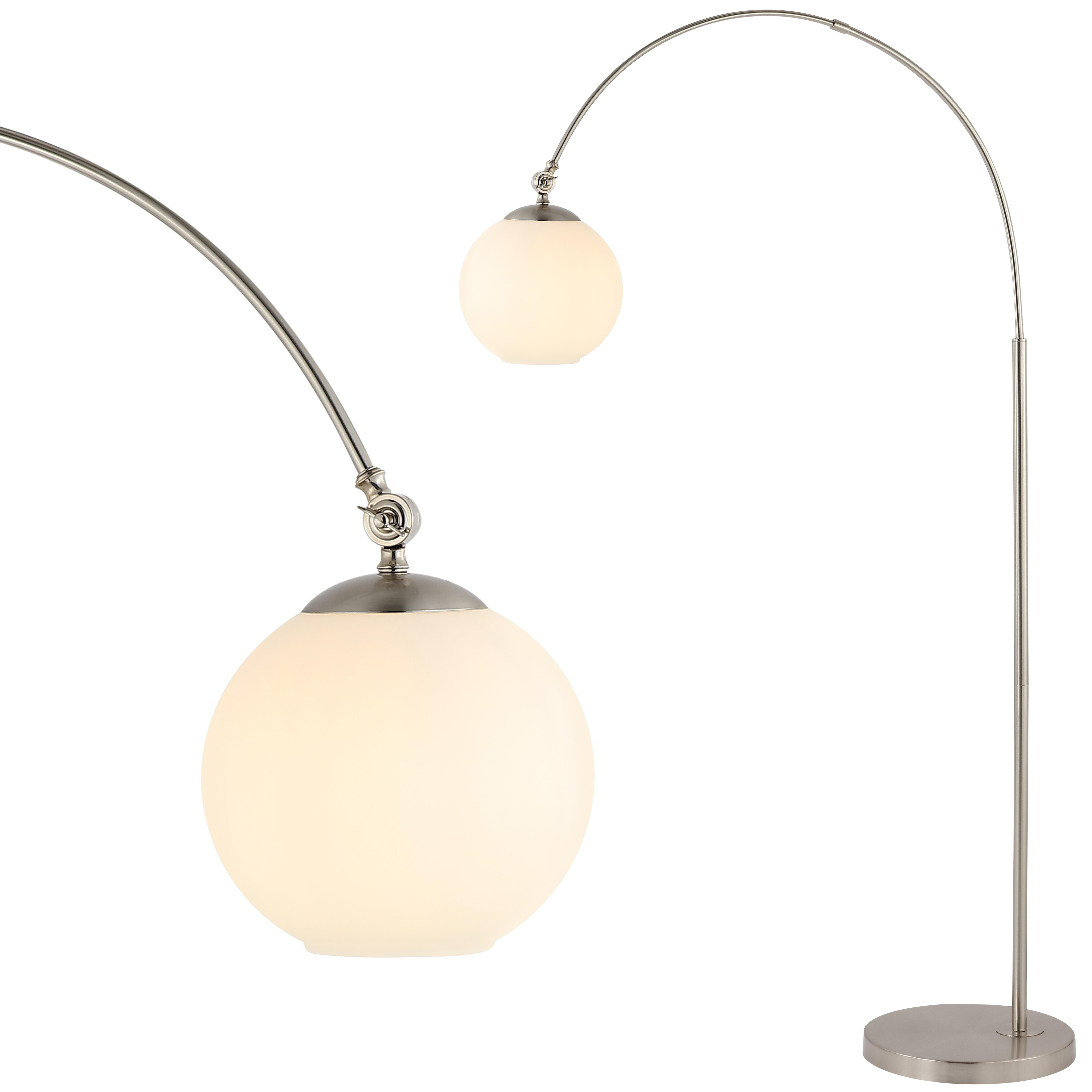 JONATHAN Y Nora 71" Coastal Vintage Iron LED Floor Lamp, Nickel/White, Nickel, large