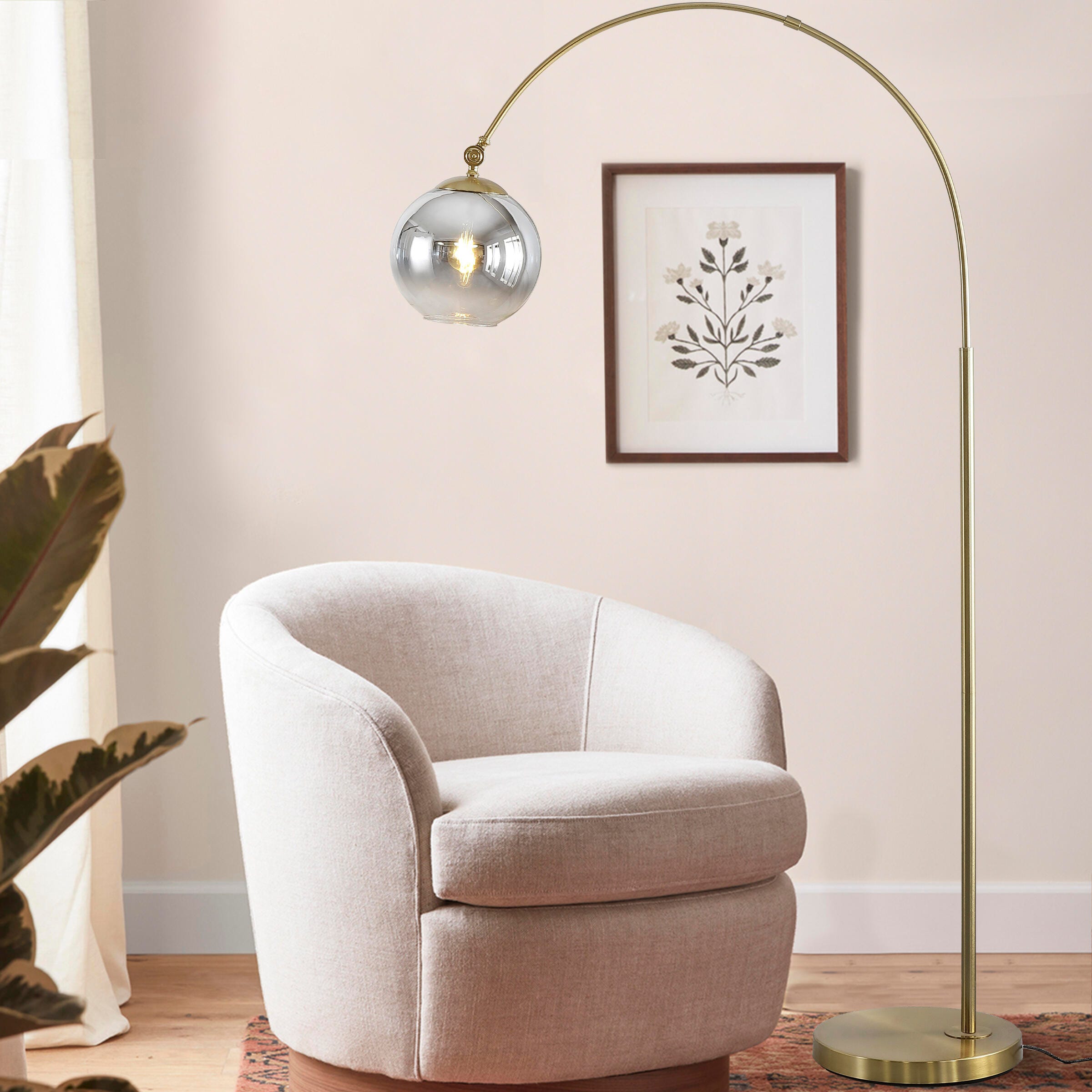 JONATHAN Y Nora LED Floor Lamp, Brass Gold, large