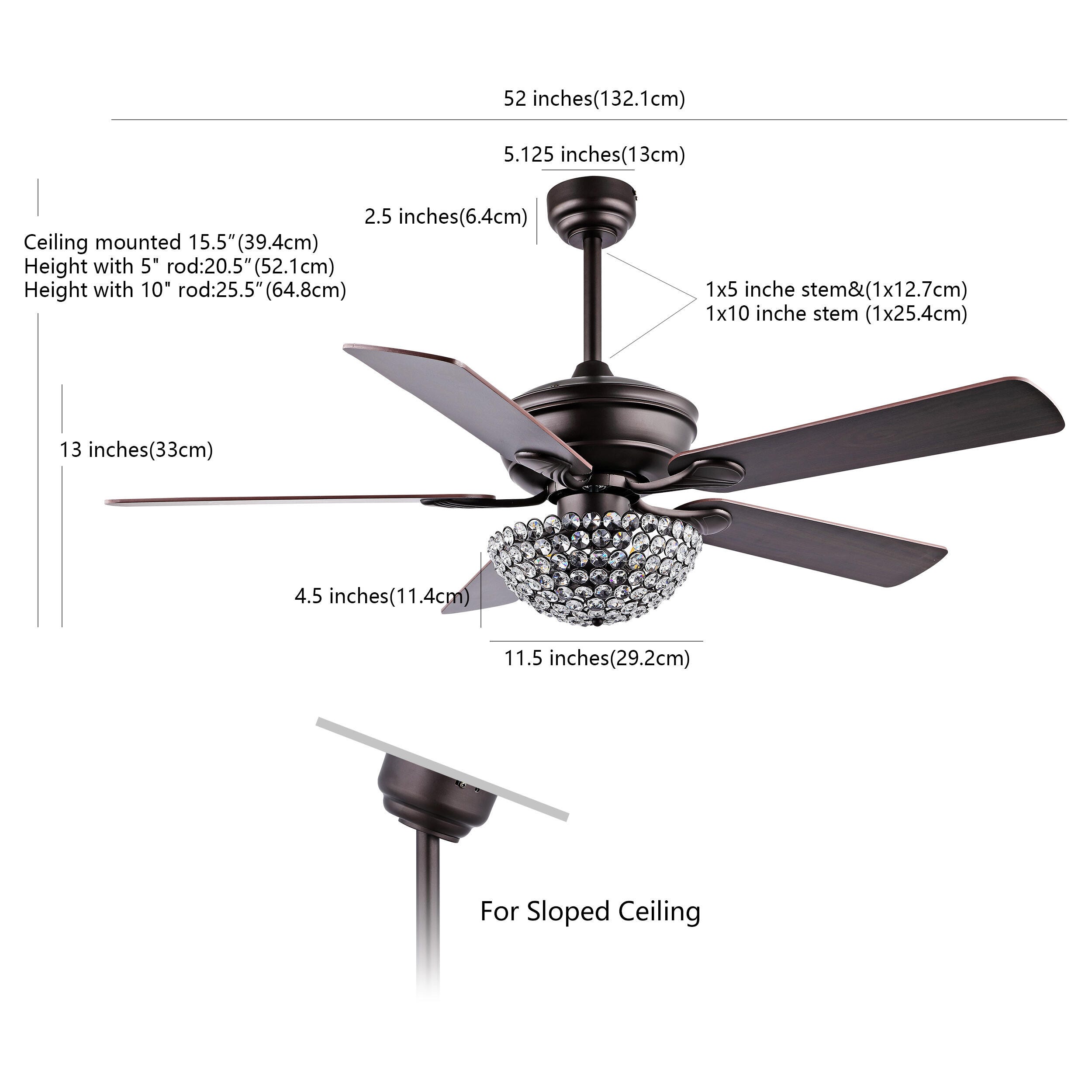 JONATHAN Y Cammy 3-Light Ceiling Fan, Oil Rubbed Bronze, large