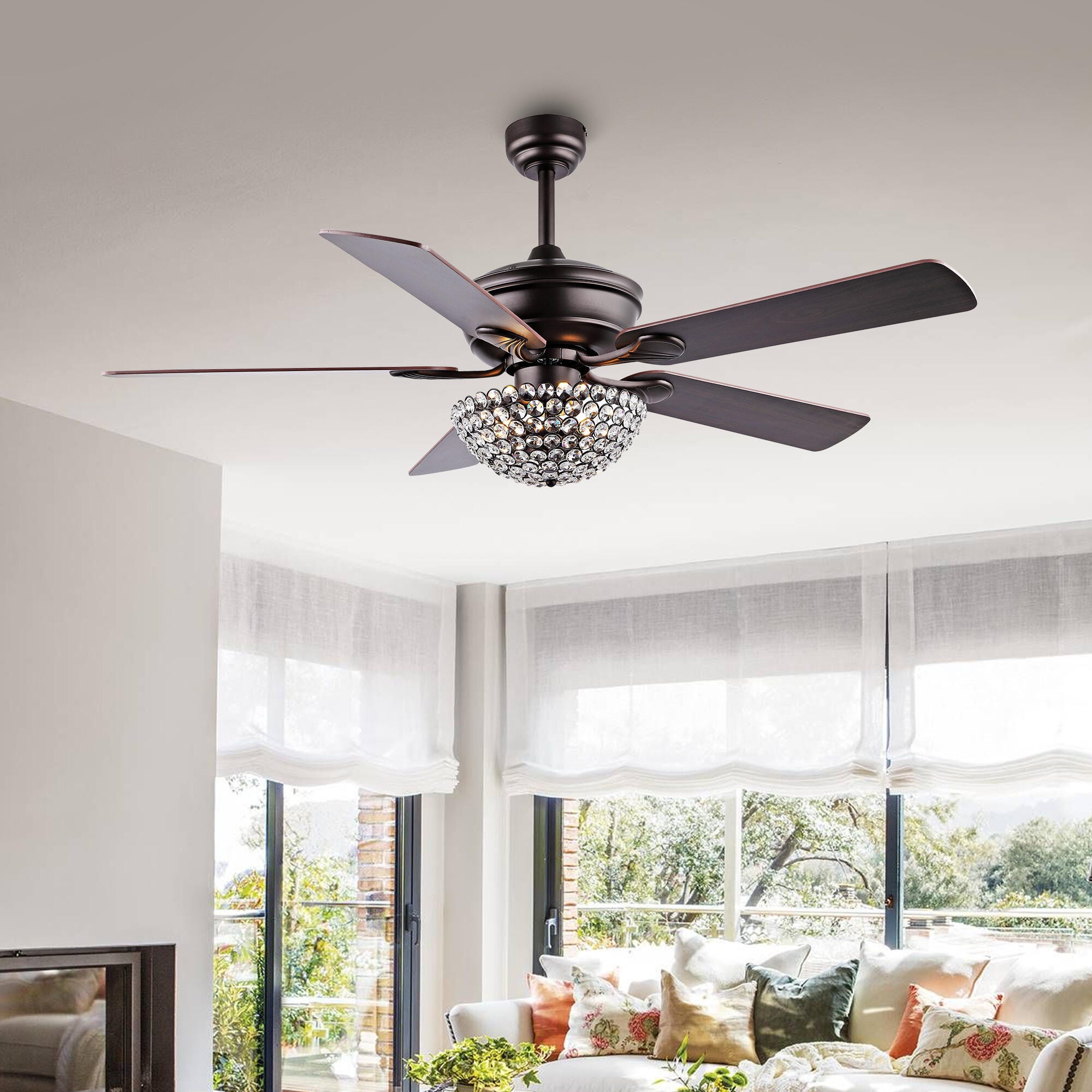JONATHAN Y Cammy 3-Light Ceiling Fan, Oil Rubbed Bronze, large