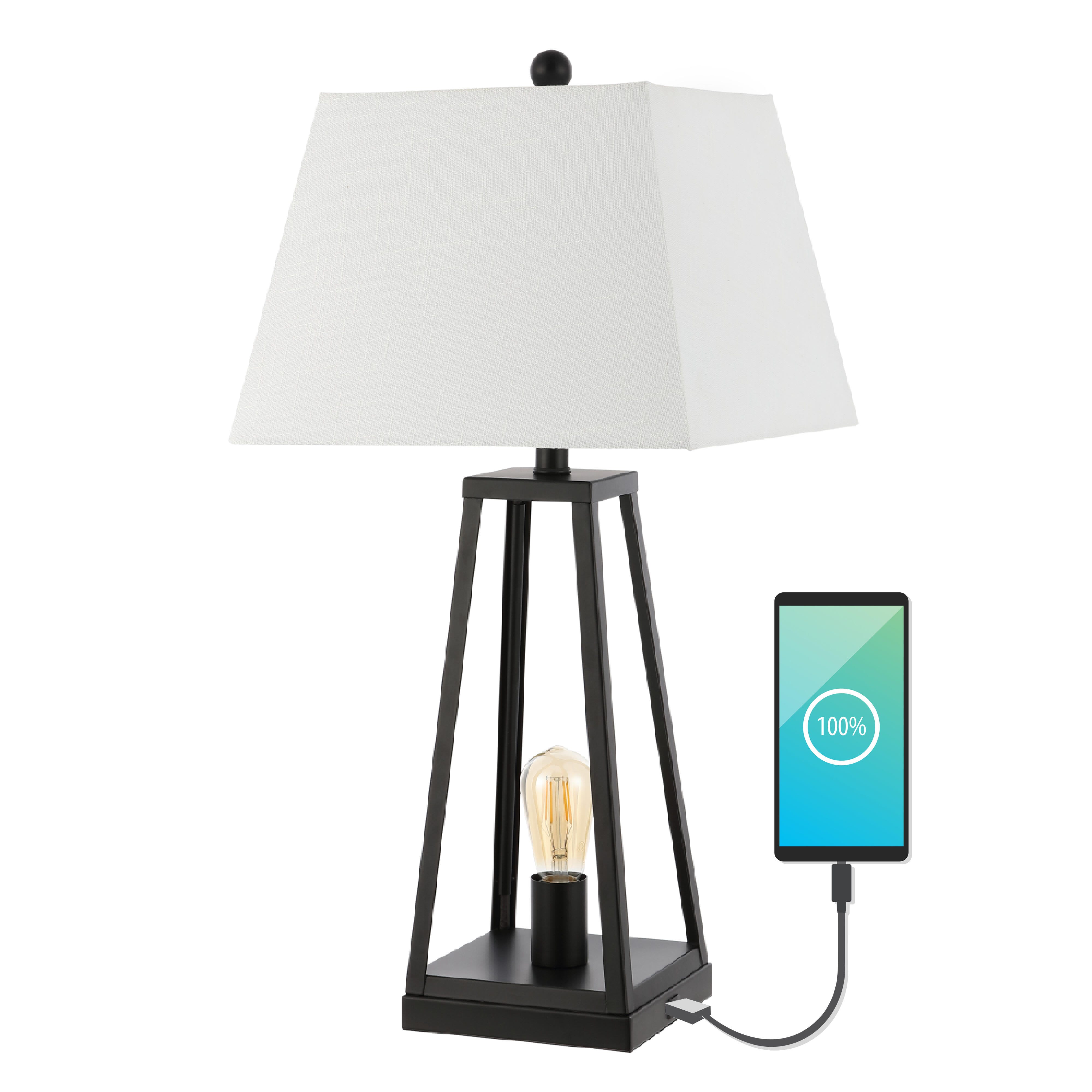 Jonathan Y Waylon Table Lamp with USB Charging Port | Ashley