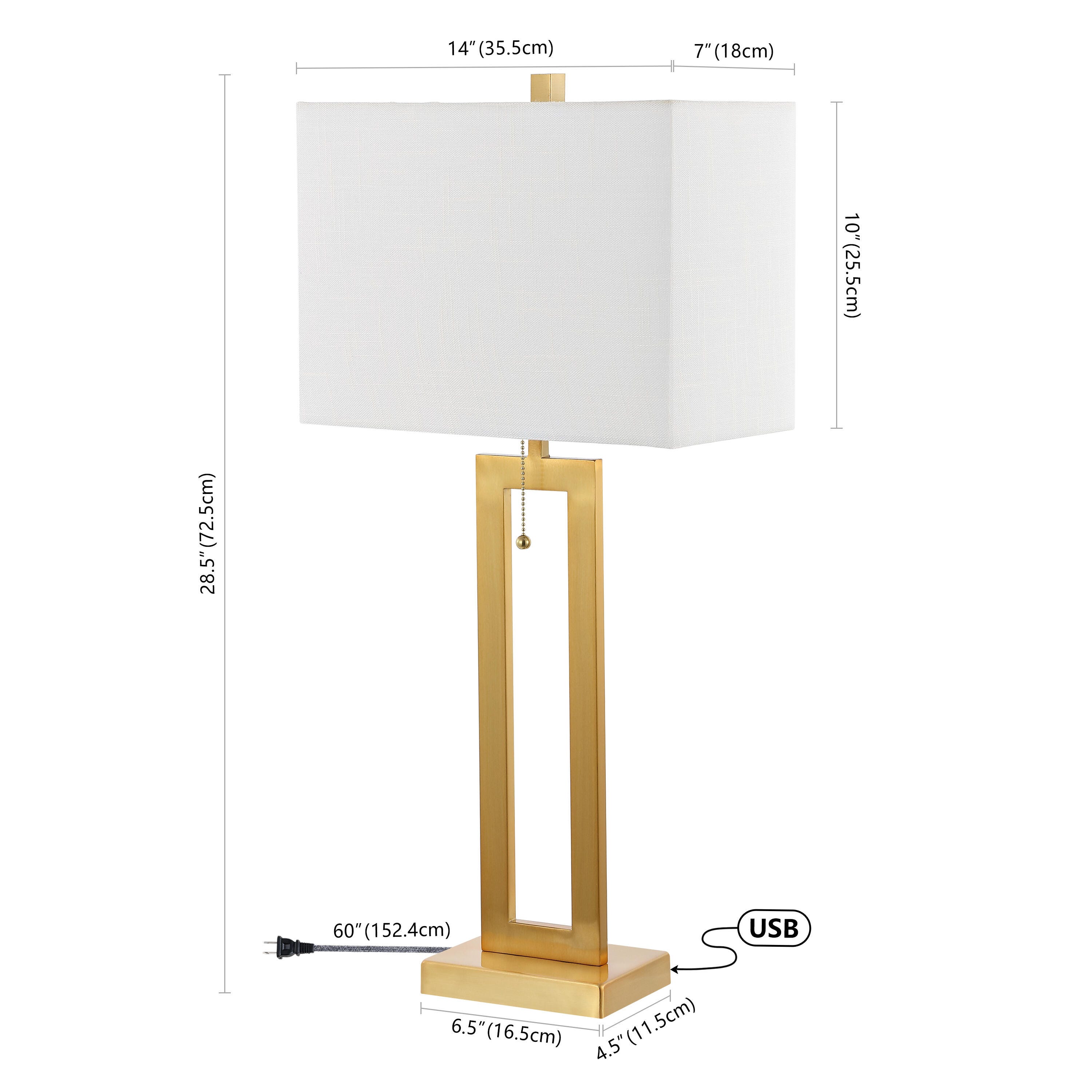 JONATHAN Y Sabrina LED Table Lamp with USB (Set of 2), Brass Gold, large