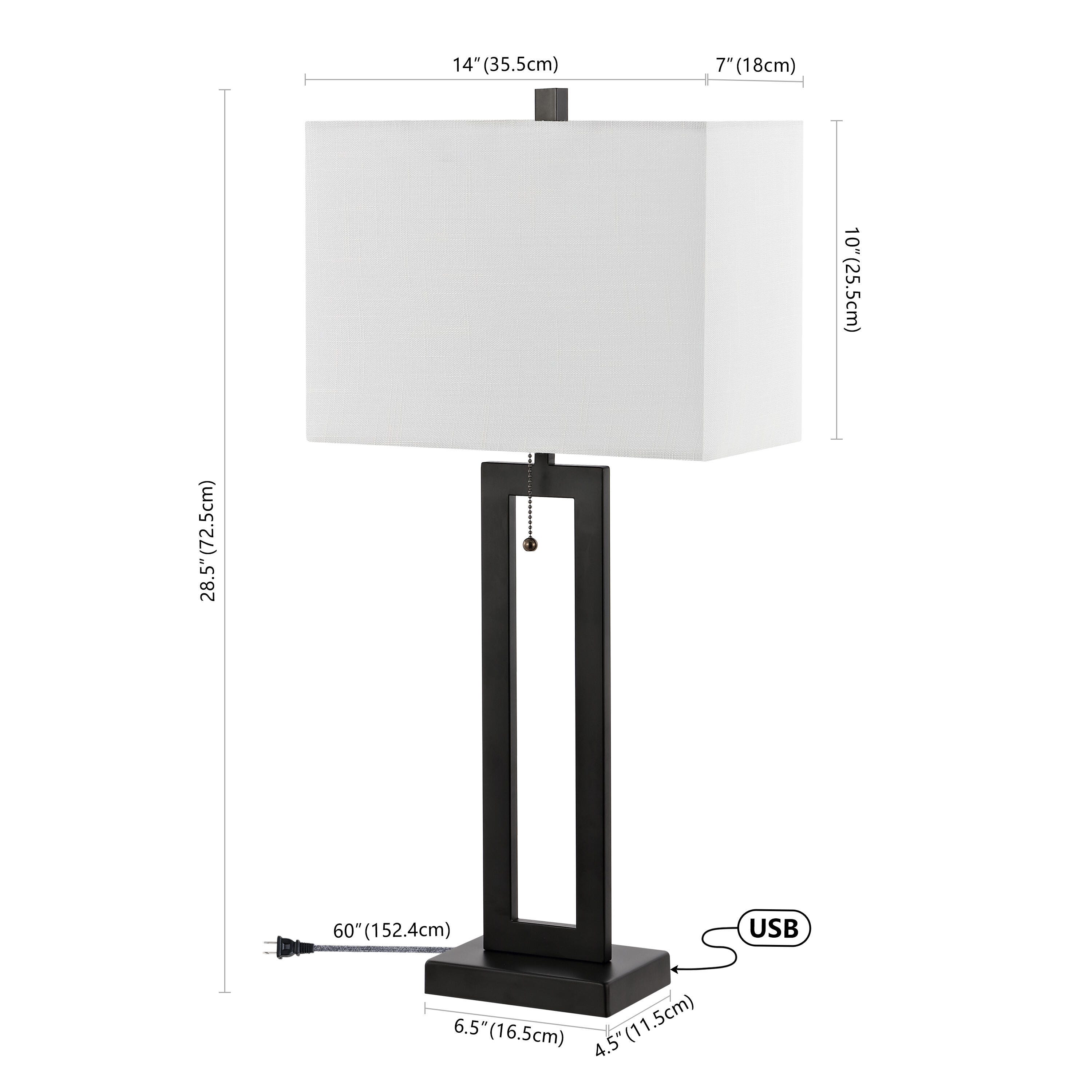 JONATHAN Y Sabrina LED Table Lamp with USB (Set of 2), Black, large