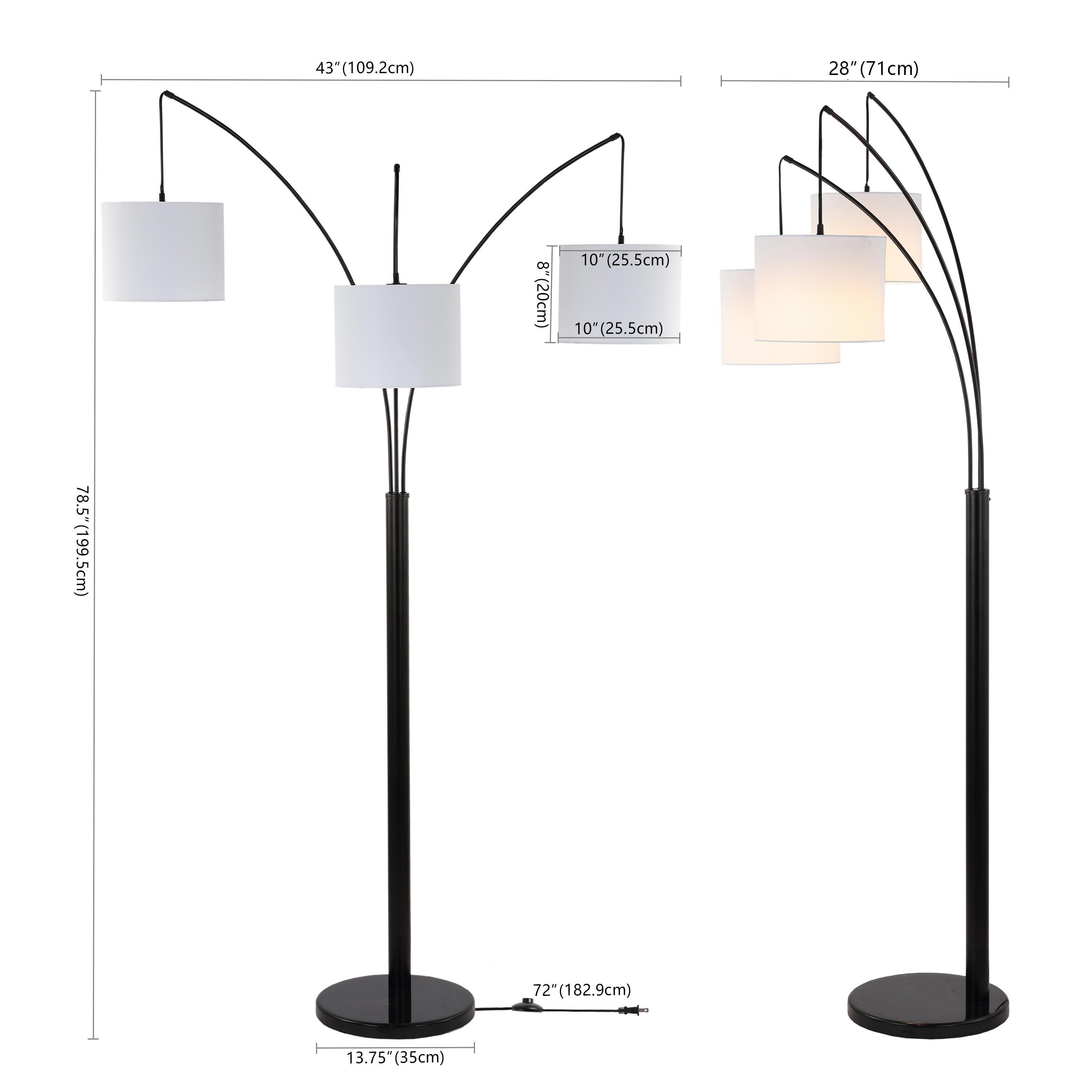JONATHAN Y Barrie Head-Adjustable LED Arc Floor Lamp, , large