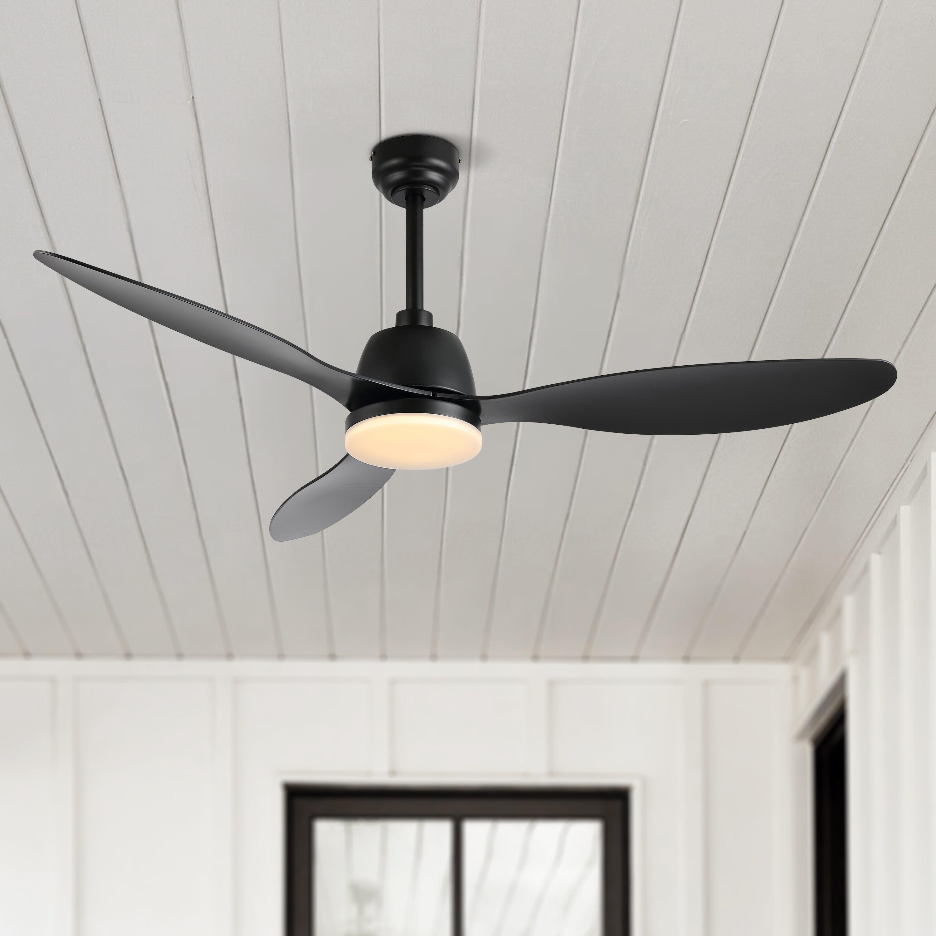 JONATHAN Y Audie 52" 1-Light Integrated LED Ceiling Fan, Black, large