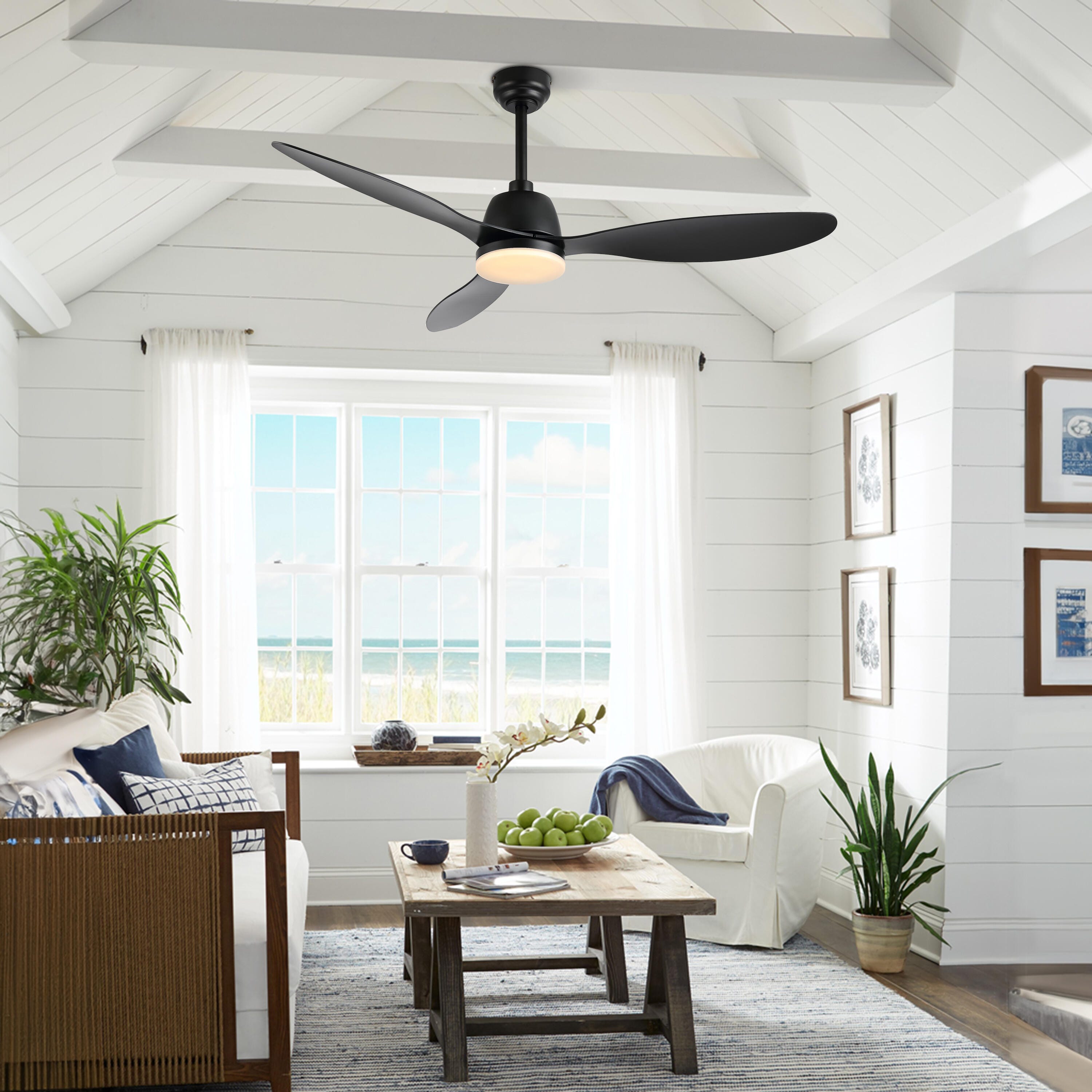 JONATHAN Y Audie 52" 1-Light Integrated LED Ceiling Fan, Black, large