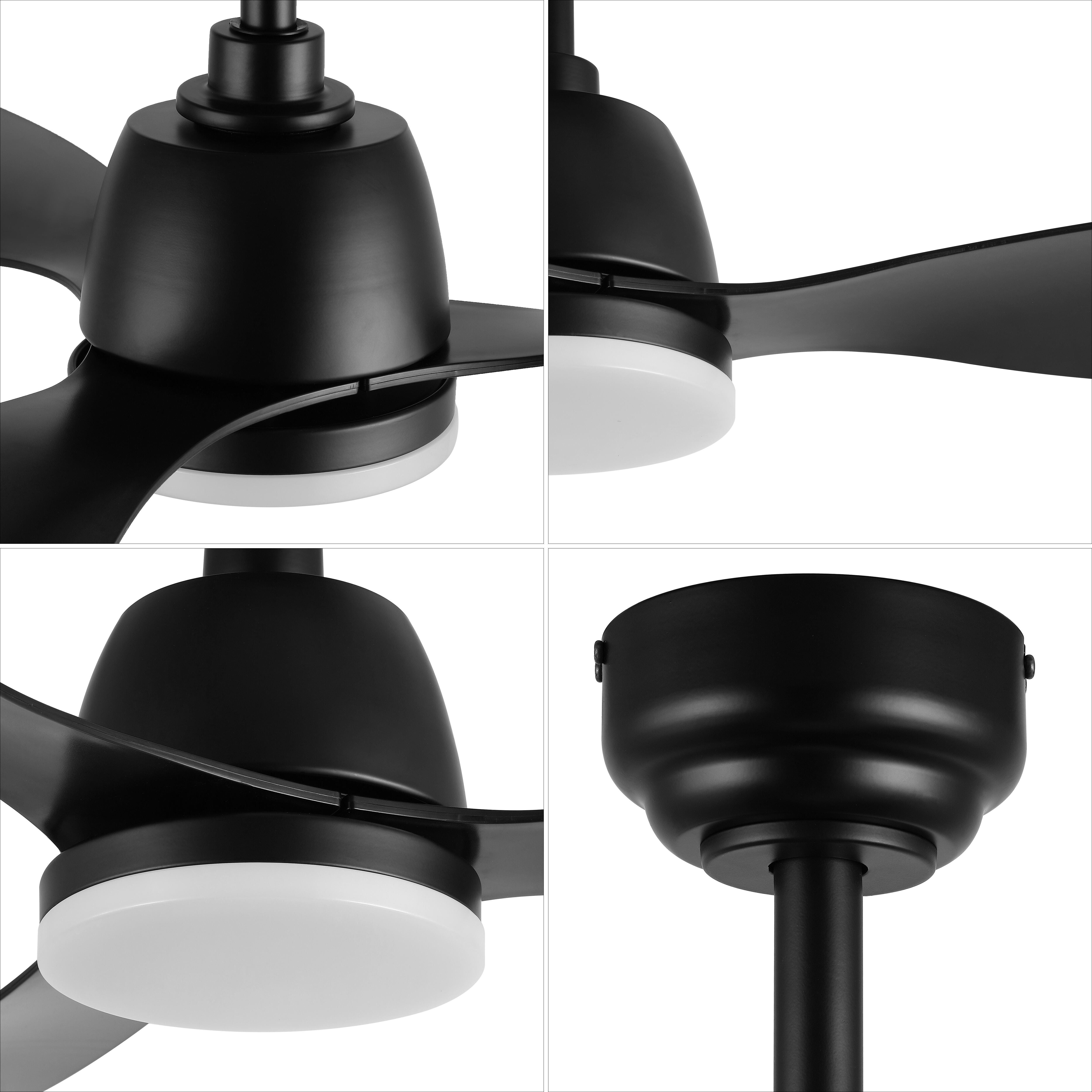 JONATHAN Y Audie 52" 1-Light Integrated LED Ceiling Fan, Black, large