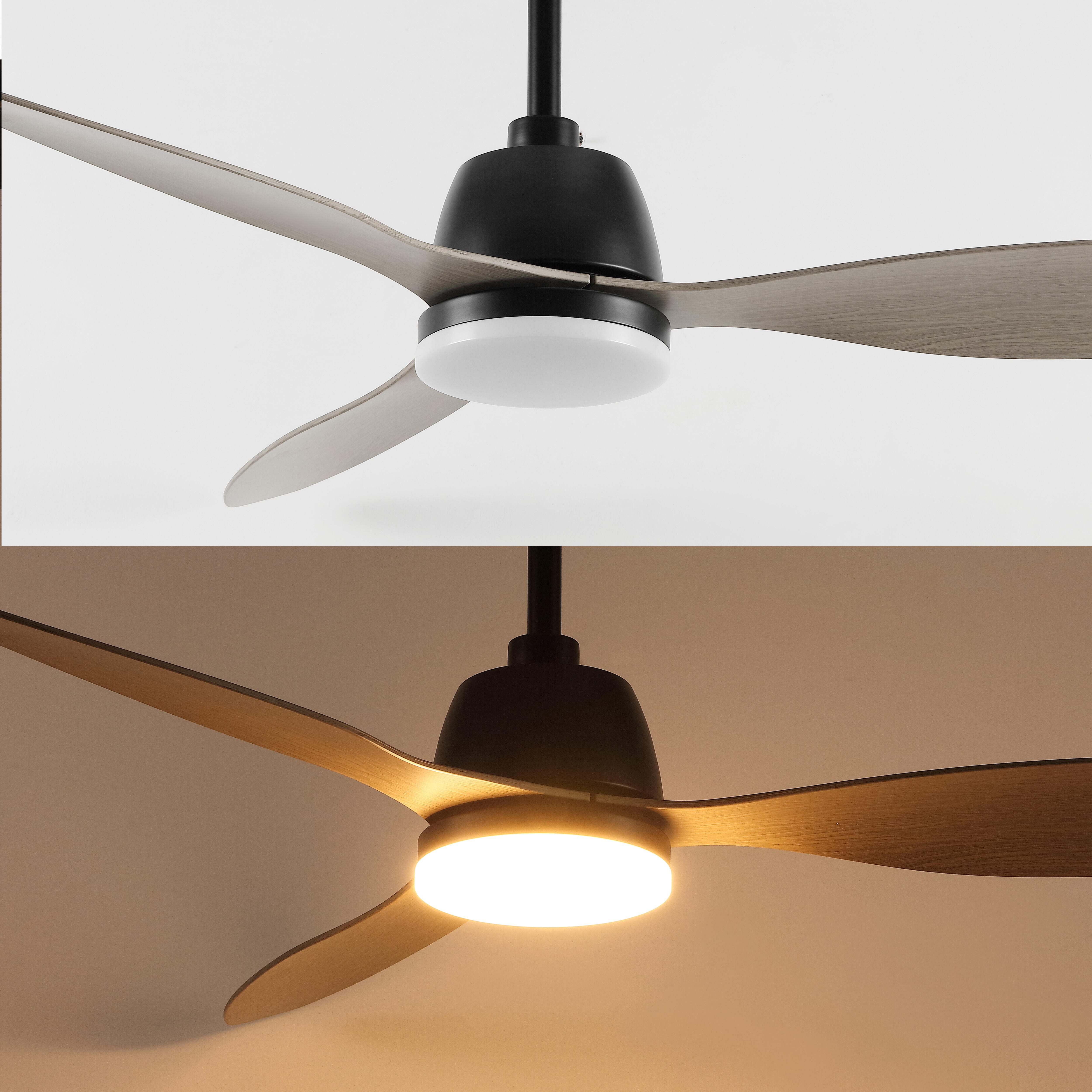 JONATHAN Y Audie 52" 1-Light Integrated LED Ceiling Fan, Black/Gray, large