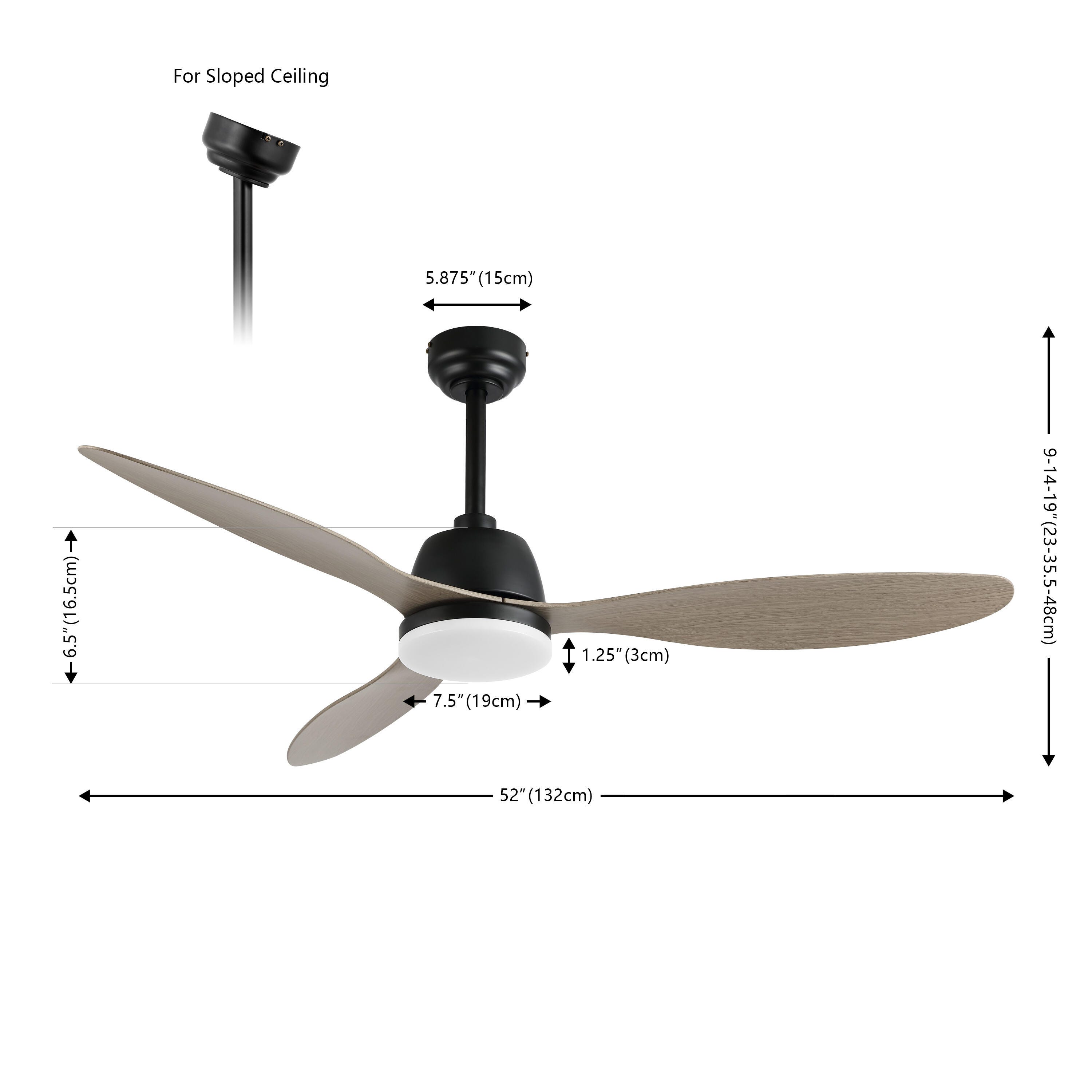 JONATHAN Y Audie 52" 1-Light Integrated LED Ceiling Fan, Black/Gray, large