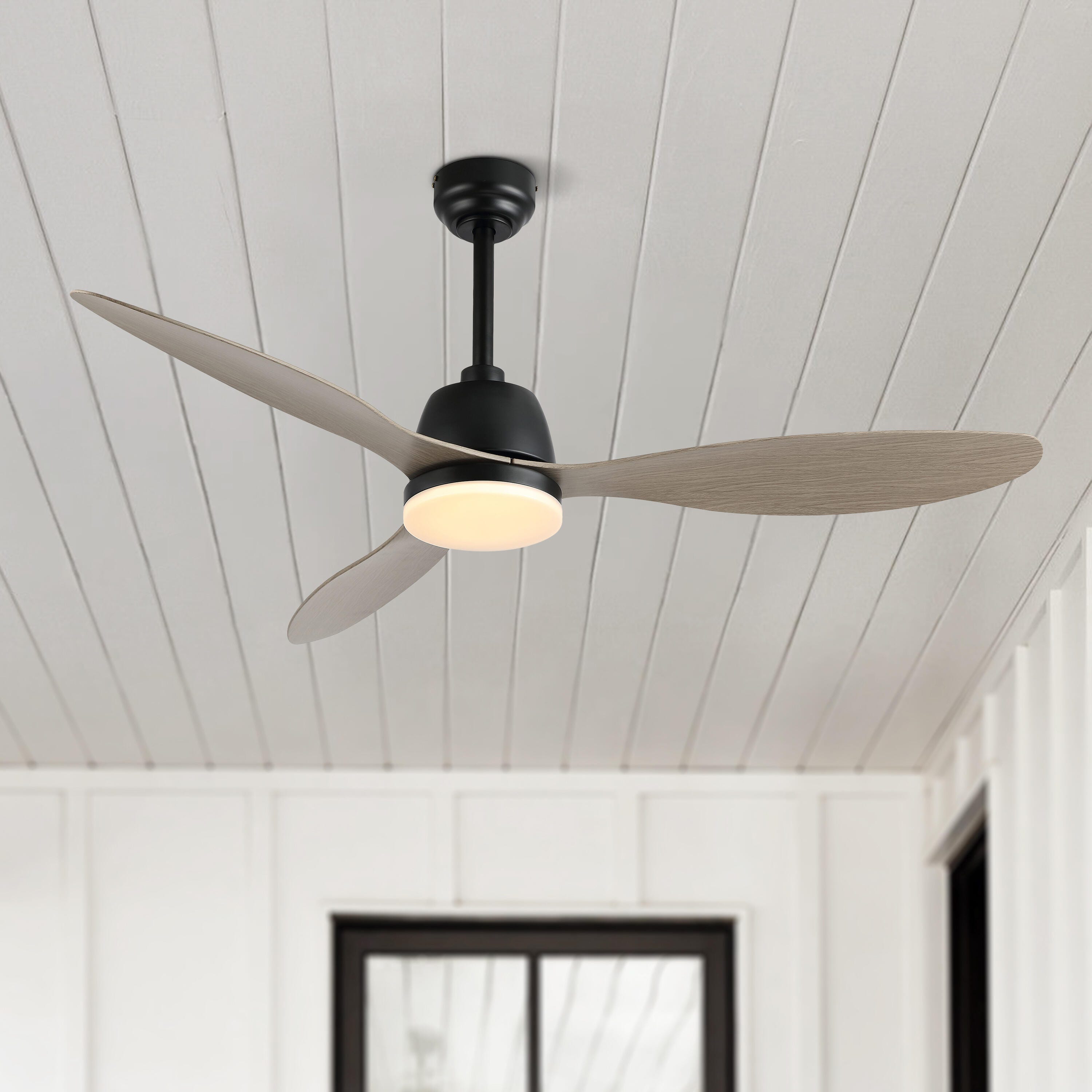 JONATHAN Y Audie 52" 1-Light Integrated LED Ceiling Fan, Black/Gray, large