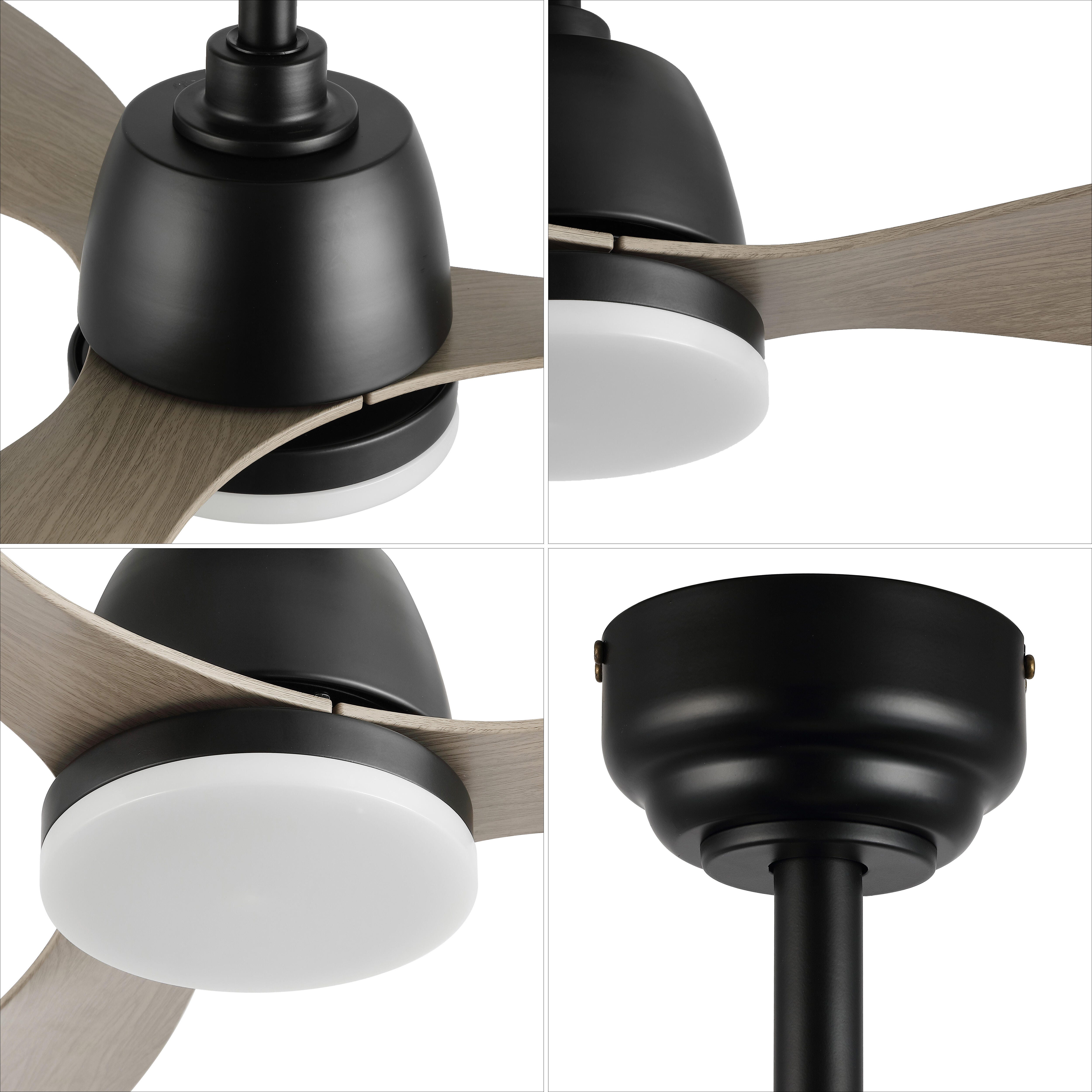 JONATHAN Y Audie 52" 1-Light Integrated LED Ceiling Fan, Black/Gray, large