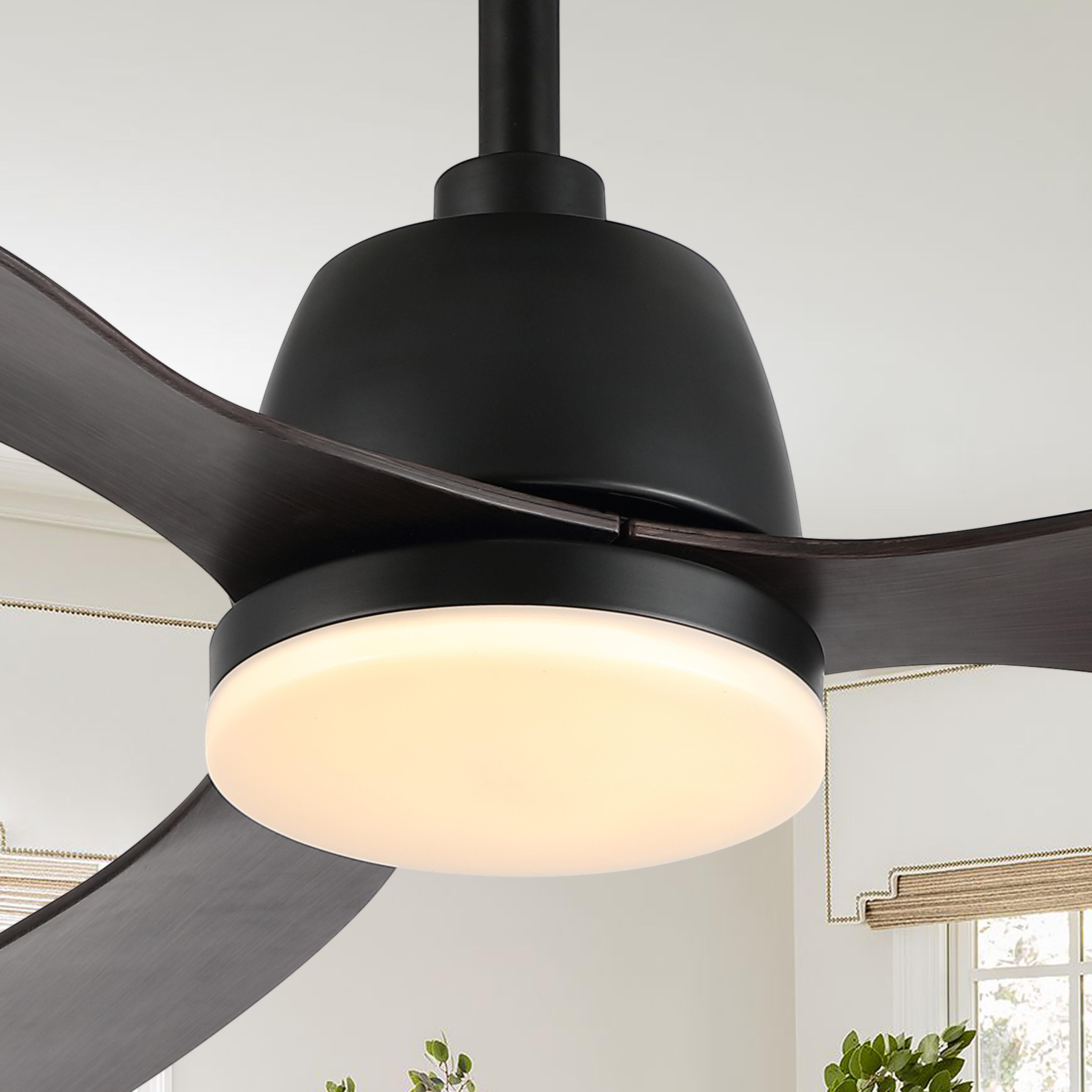 JONATHAN Y Audie 52" 1-Light Integrated LED Ceiling Fan, Black/Dark Brown, large