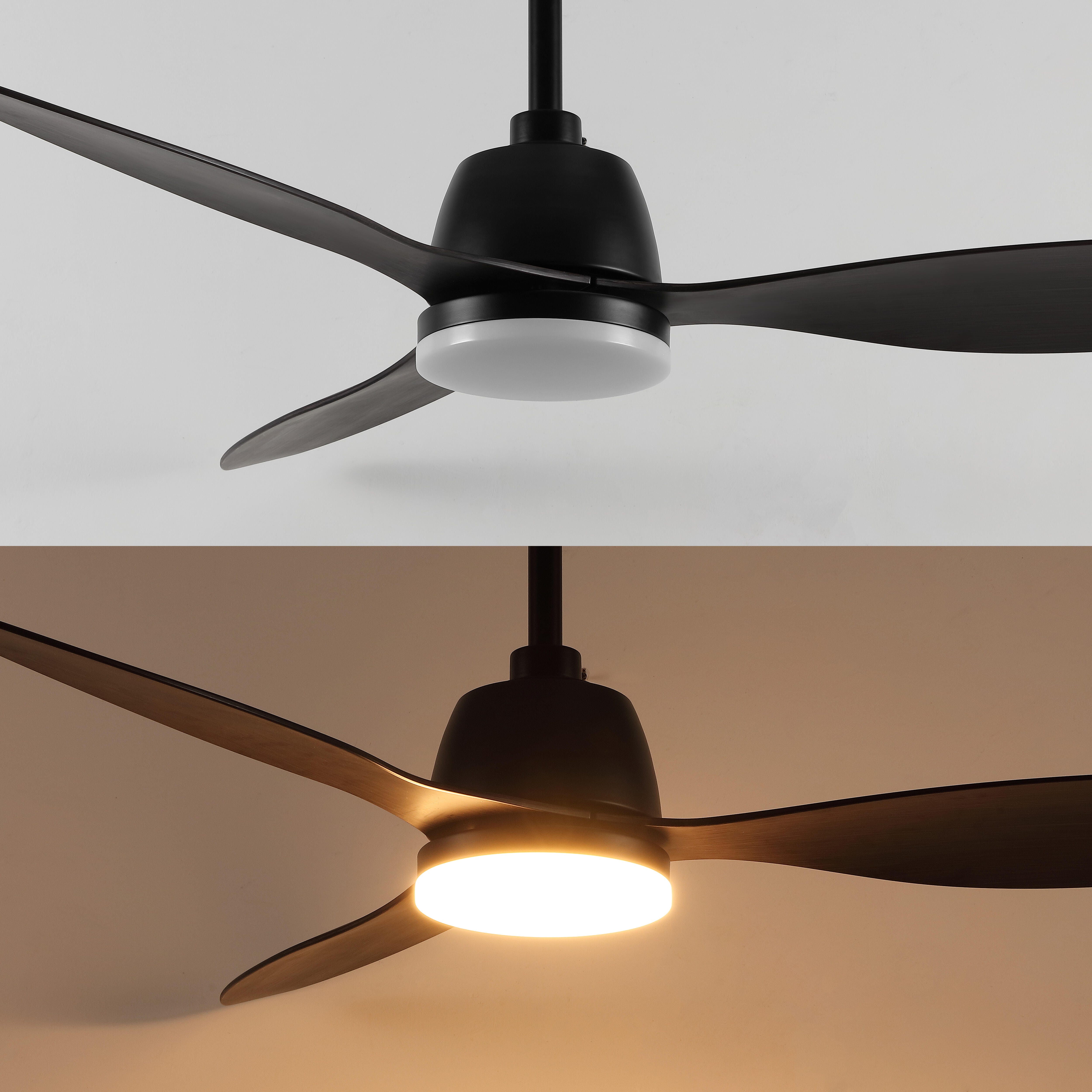 JONATHAN Y Audie 52" 1-Light Integrated LED Ceiling Fan, Black/Dark Brown, large