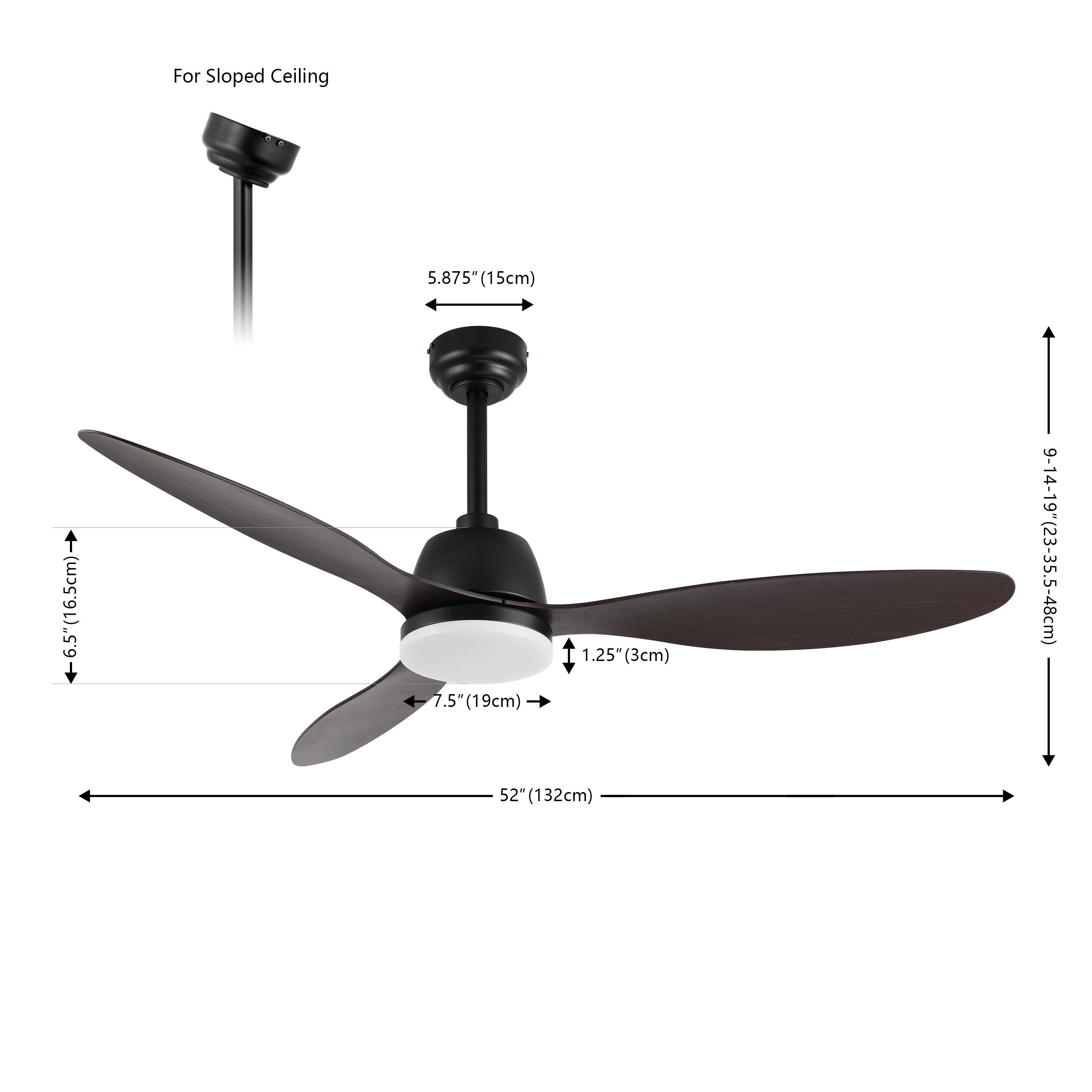 JONATHAN Y Audie 52" 1-Light Integrated LED Ceiling Fan, Black/Dark Brown, large