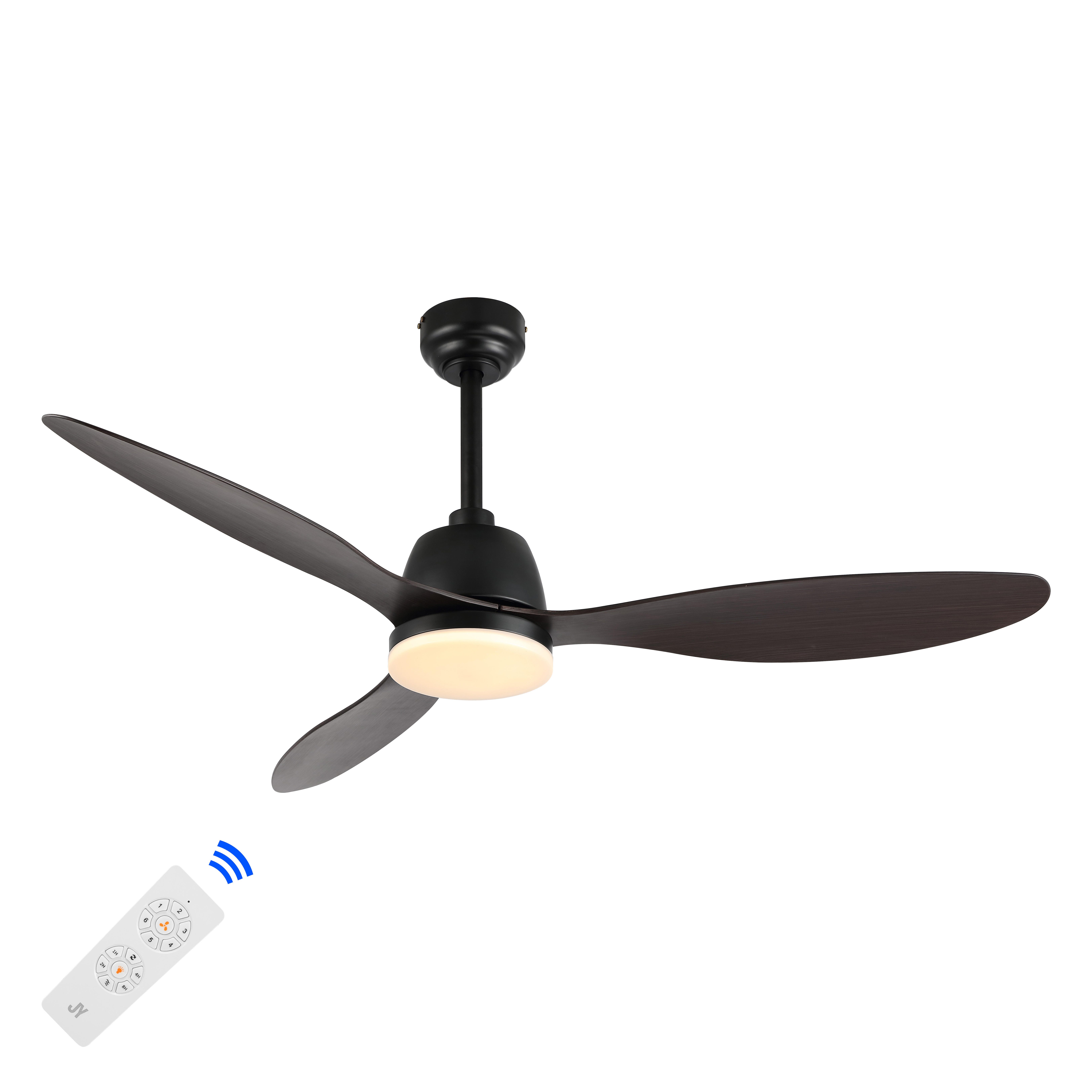 JONATHAN Y Audie 52" 1-Light Integrated LED Ceiling Fan, Black/Dark Brown, large