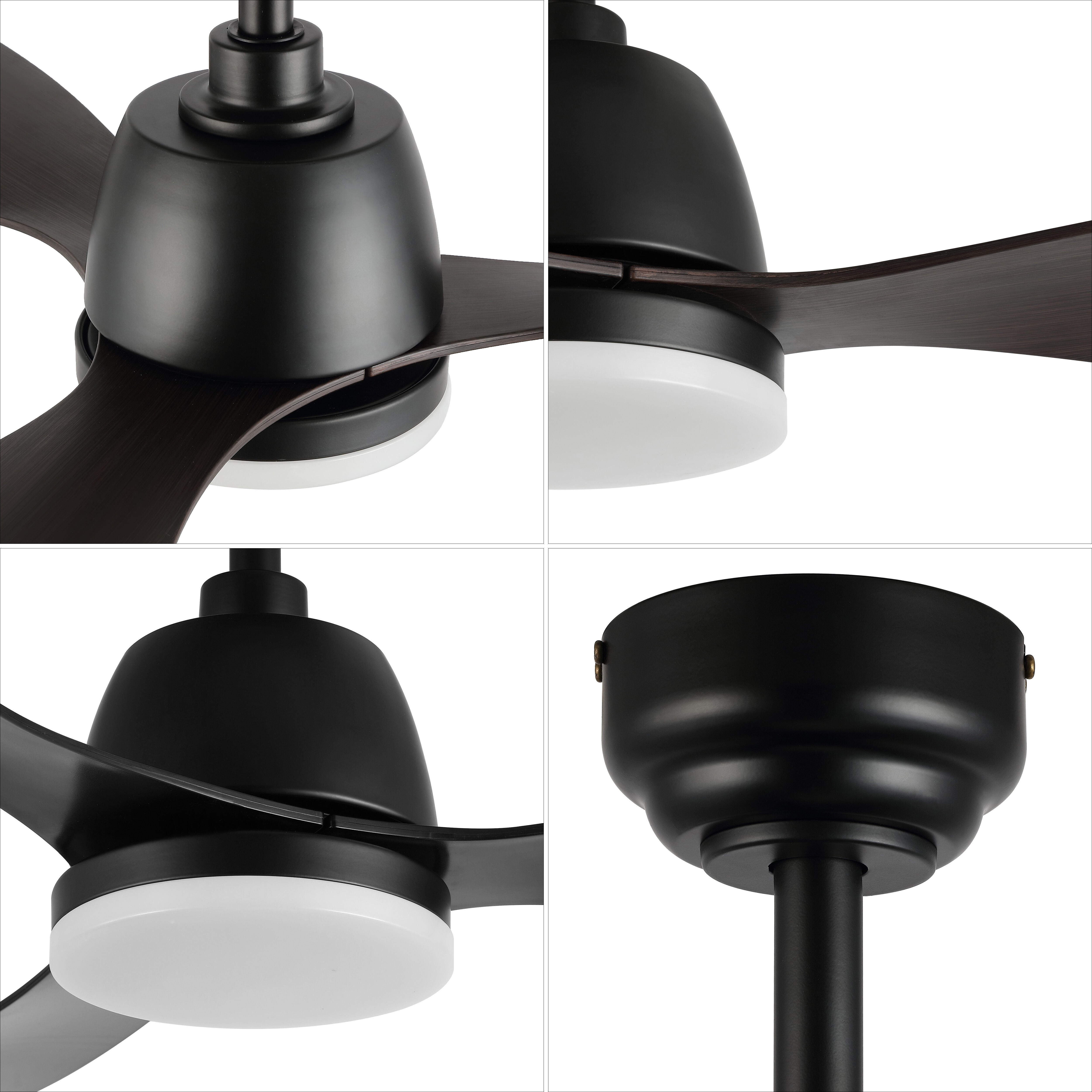 JONATHAN Y Audie 52" 1-Light Integrated LED Ceiling Fan, Black/Dark Brown, large