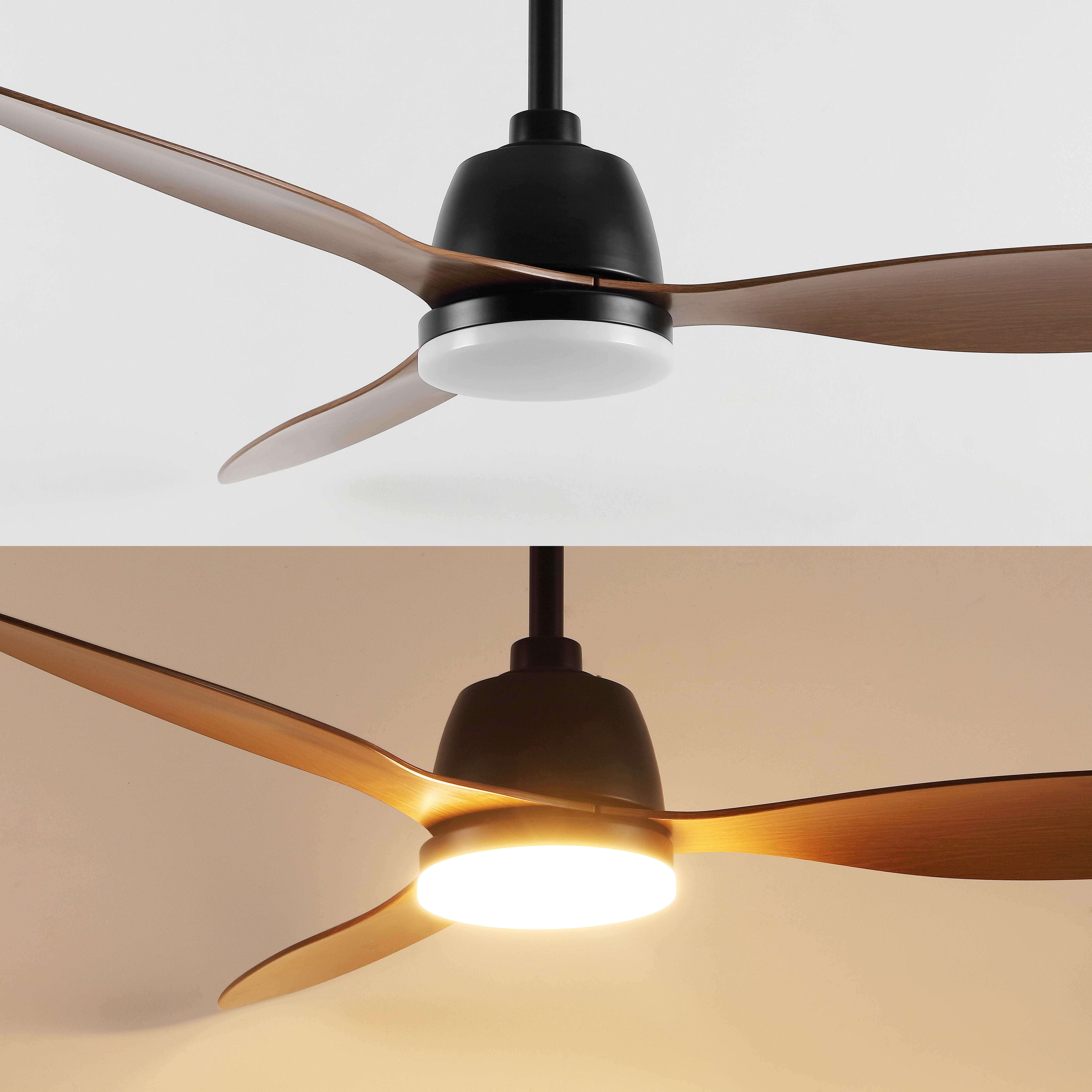 JONATHAN Y Audie 52" 1-Light Integrated LED Ceiling Fan, Black/Light Brown, large