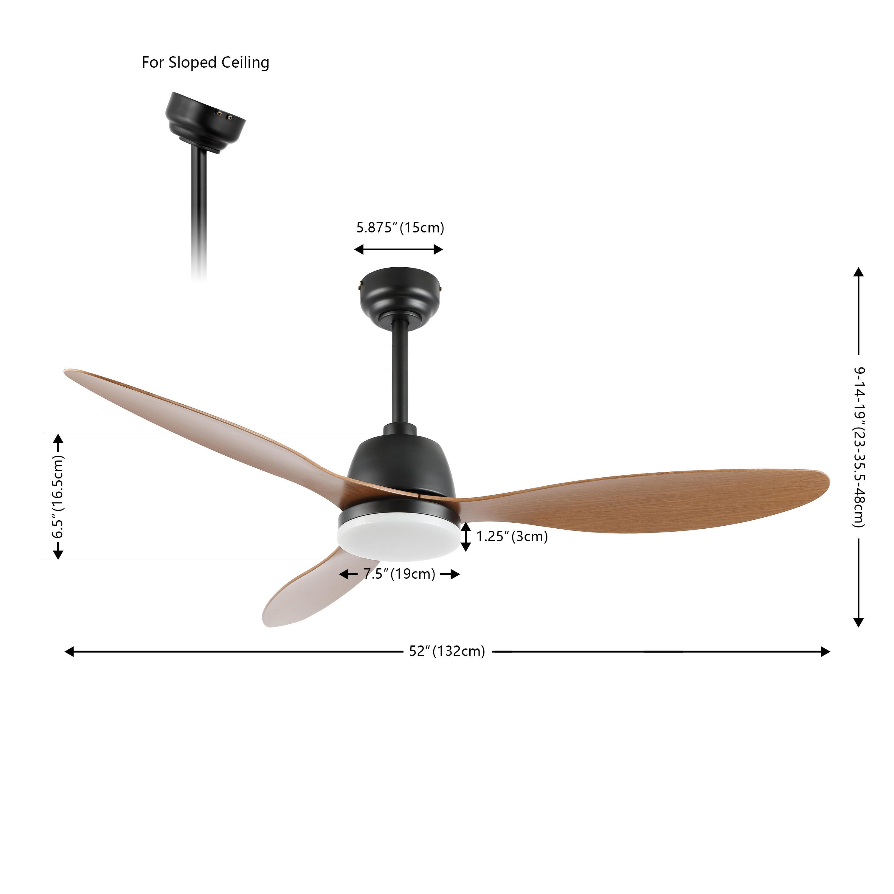 JONATHAN Y Audie 52" 1-Light Integrated LED Ceiling Fan, Black/Light Brown, large