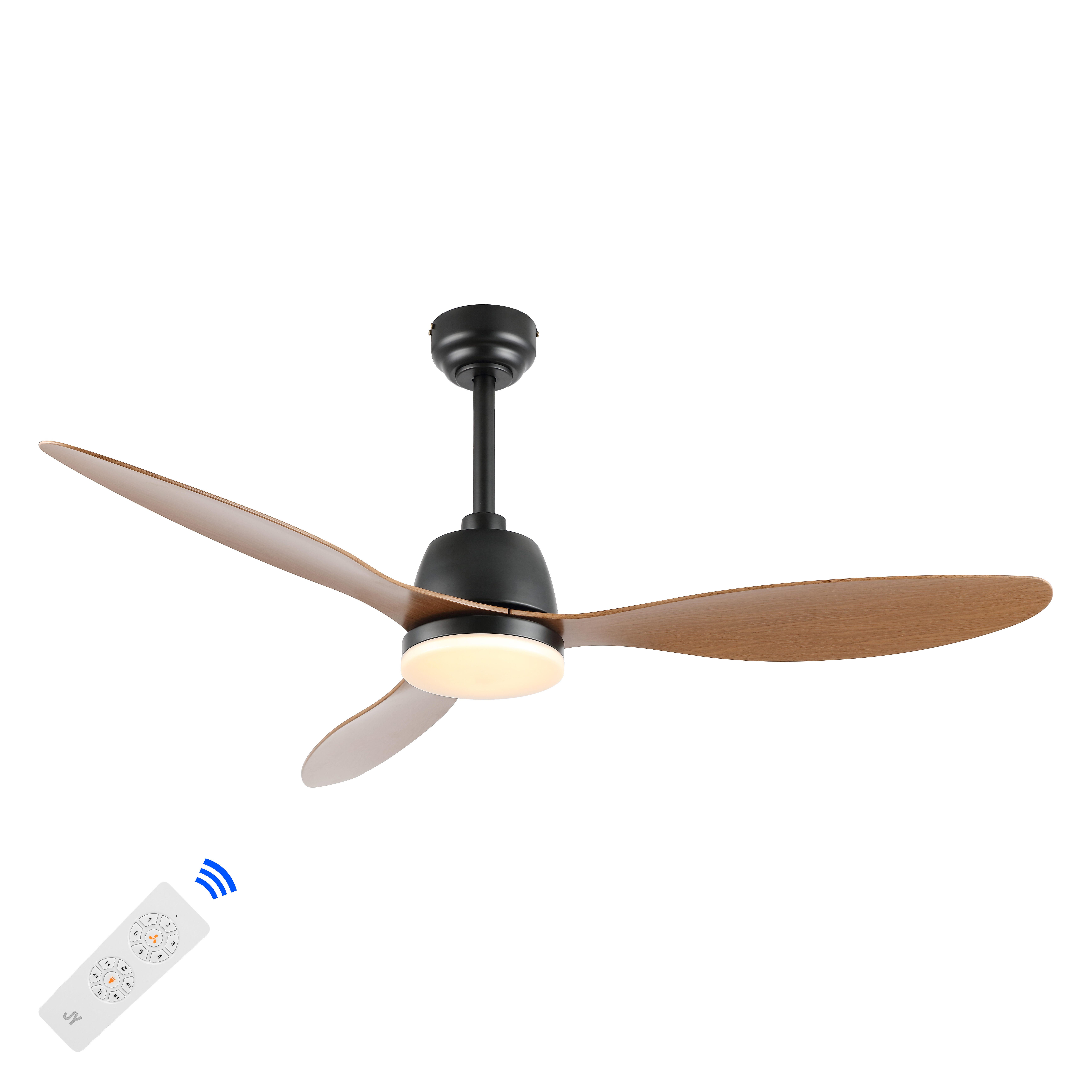 JONATHAN Y Audie 52" 1-Light Integrated LED Ceiling Fan, Black/Light Brown, large