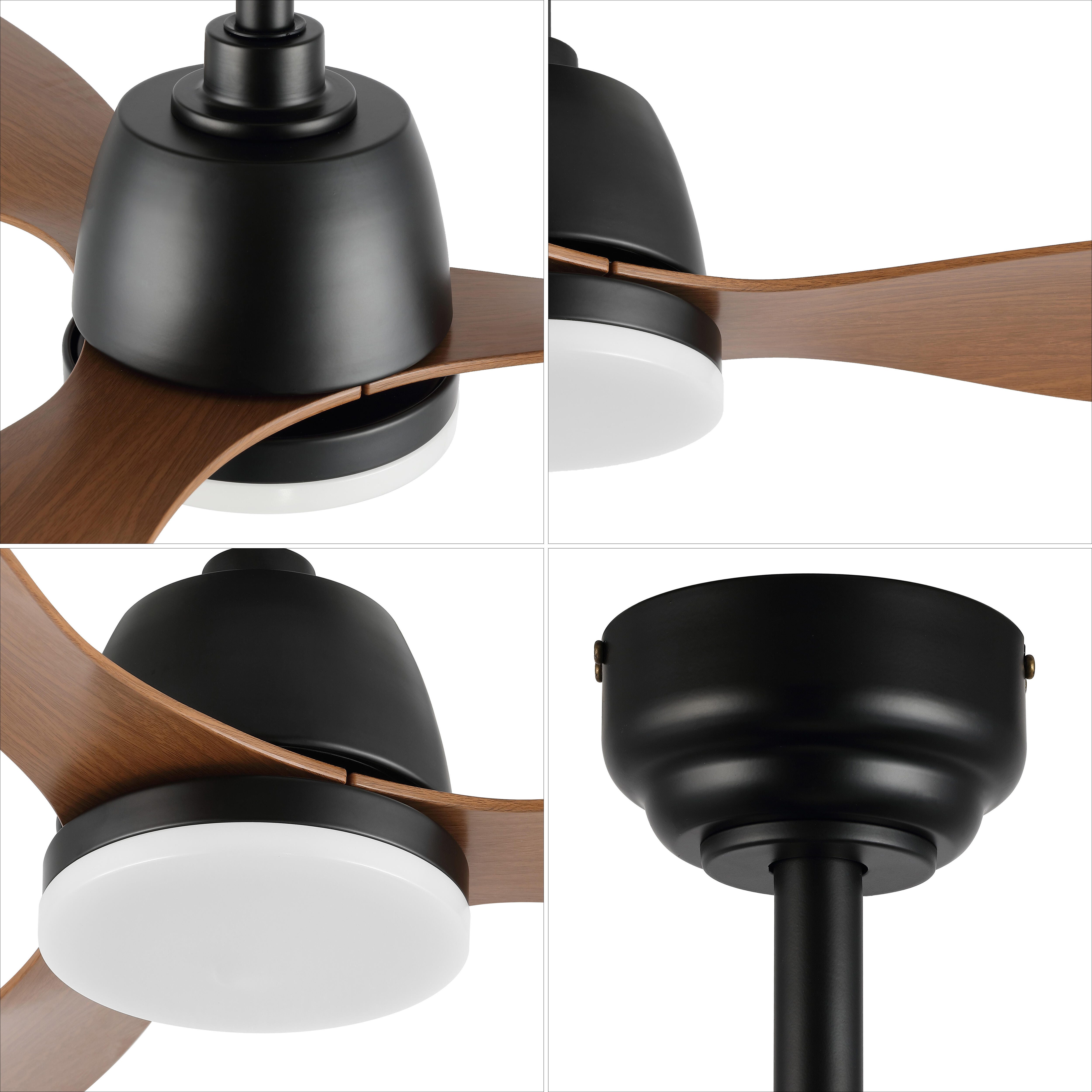 JONATHAN Y Audie 52" 1-Light Integrated LED Ceiling Fan, Black/Light Brown, large