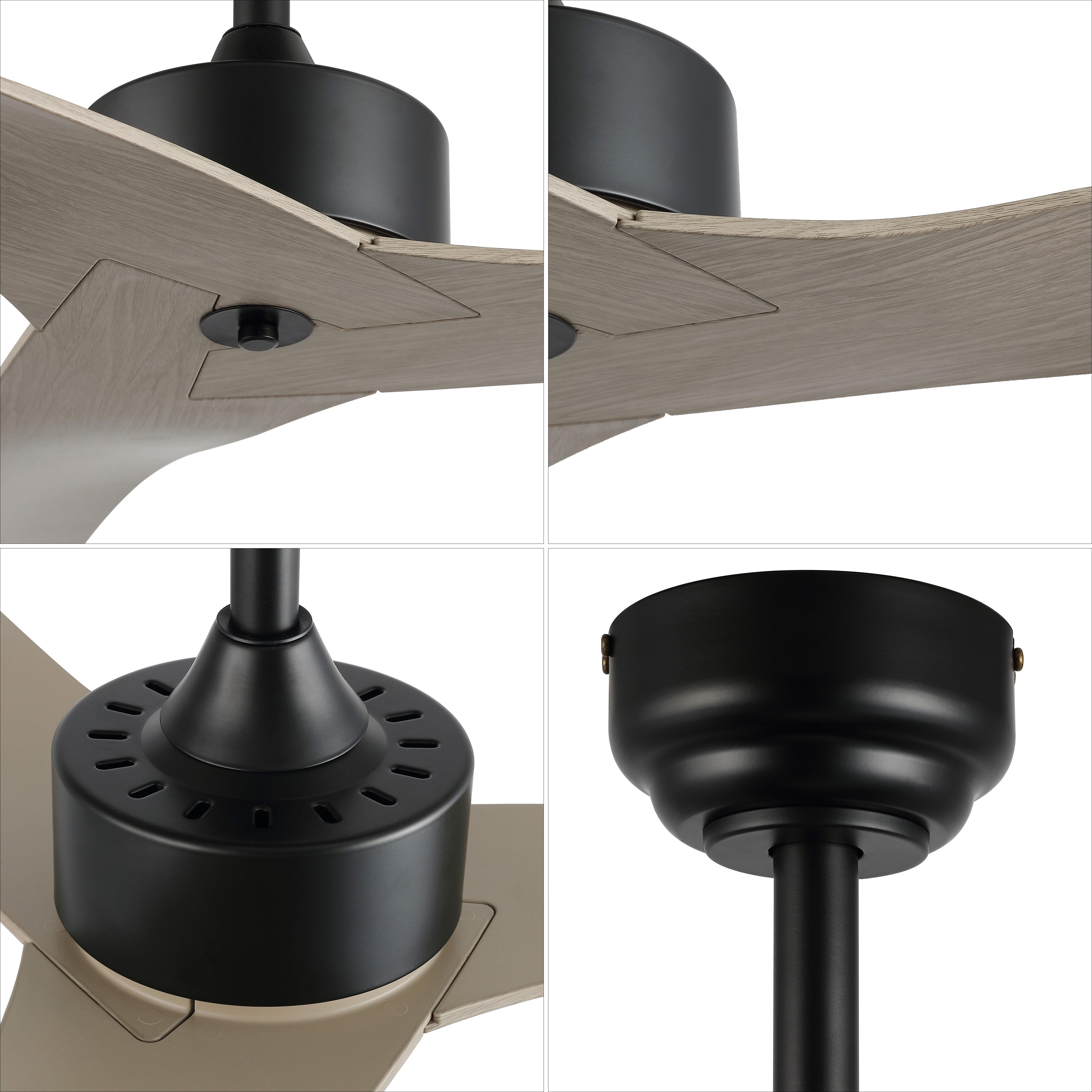 JONATHAN Y Aldrin 50" Razor Ceiling Fan, Black/Gray, large