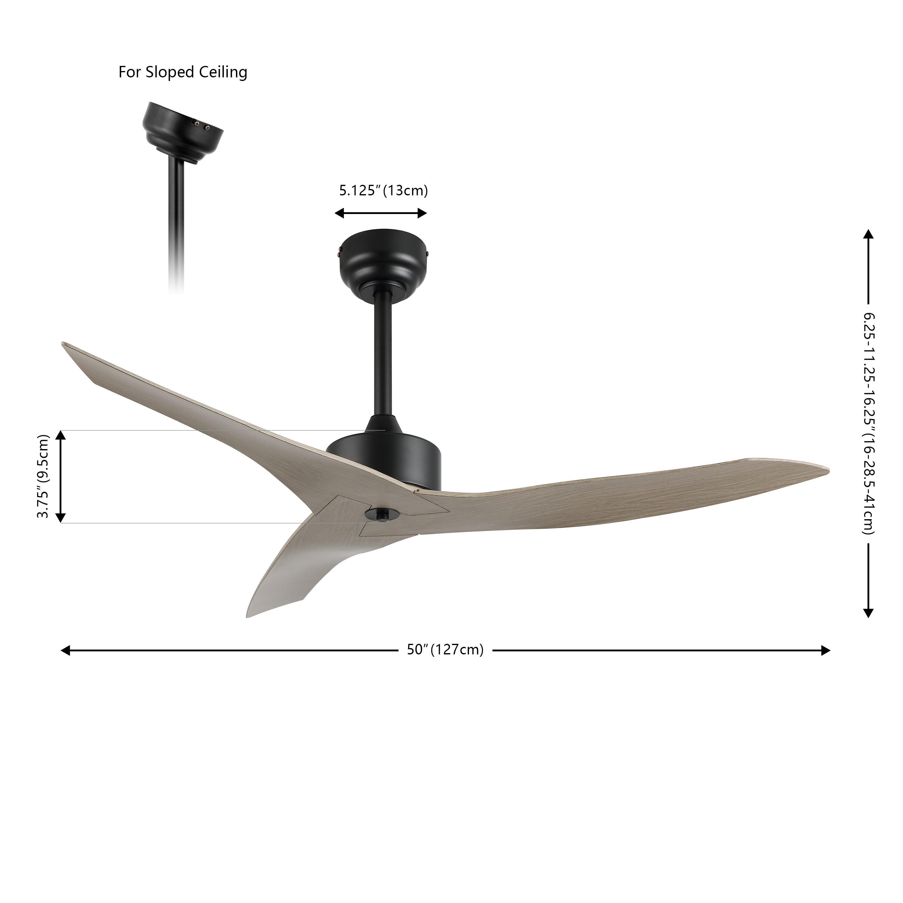JONATHAN Y Aldrin 50" Razor Ceiling Fan, Black/Gray, large