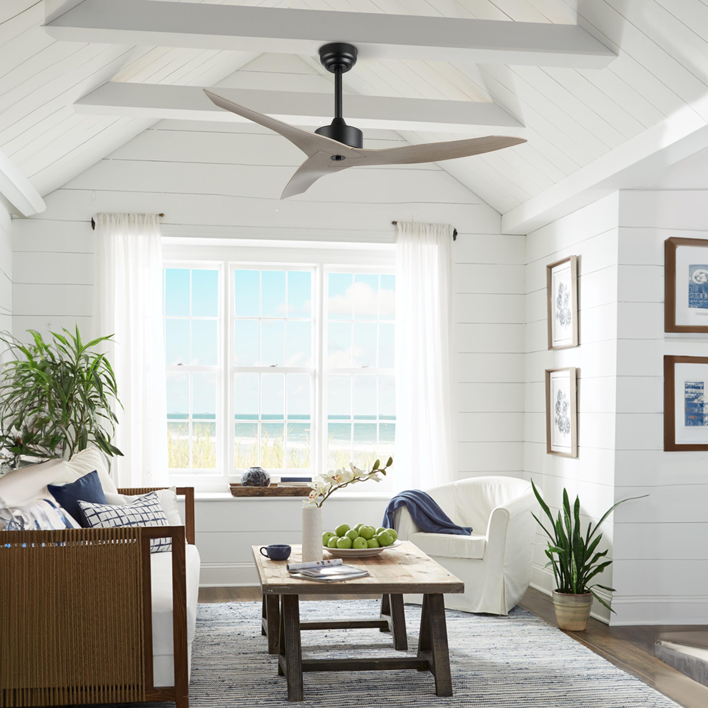 JONATHAN Y Aldrin 50" Razor Ceiling Fan, Black/Gray, large