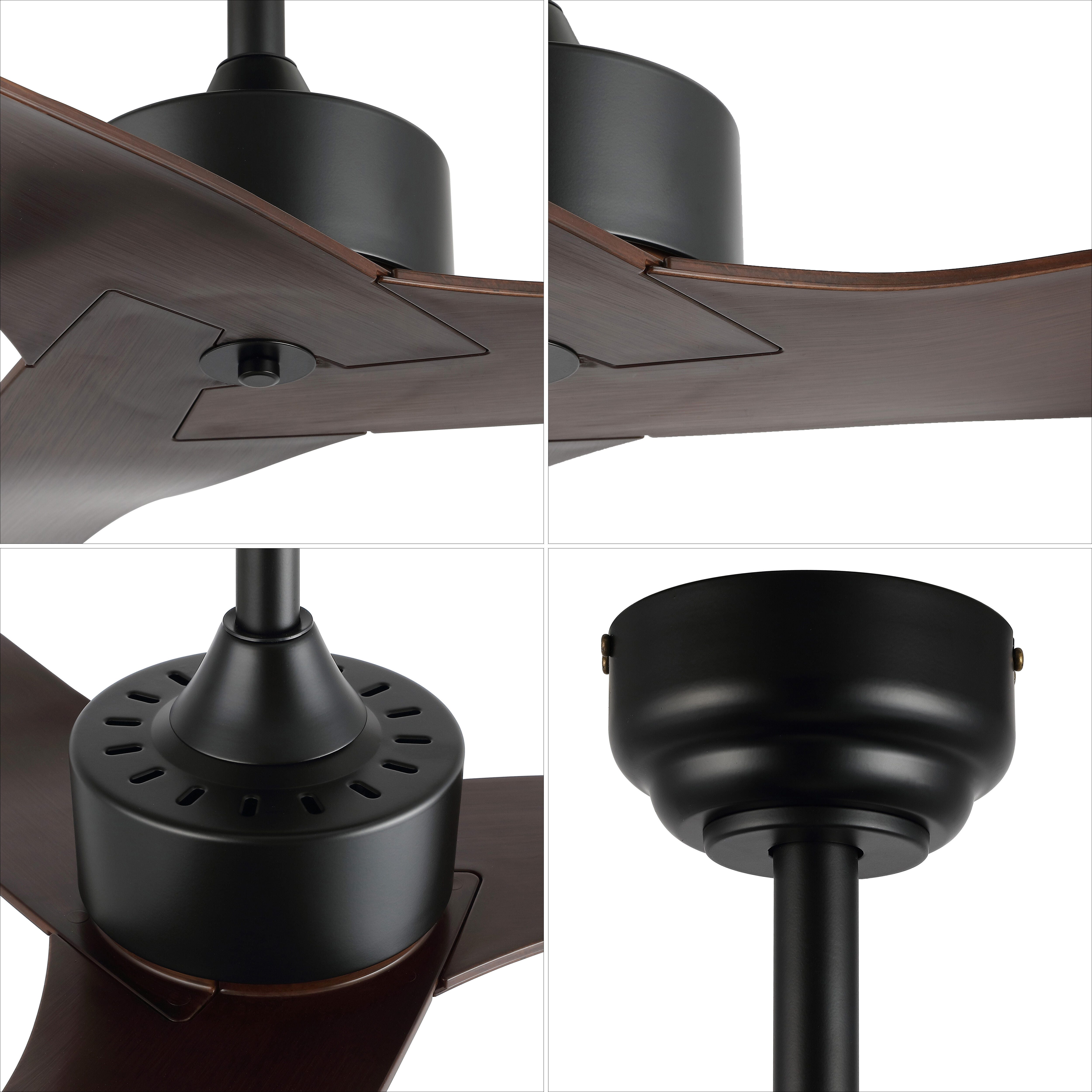 JONATHAN Y Aldrin 50" Razor Ceiling Fan, Black/Neutral Brown, large