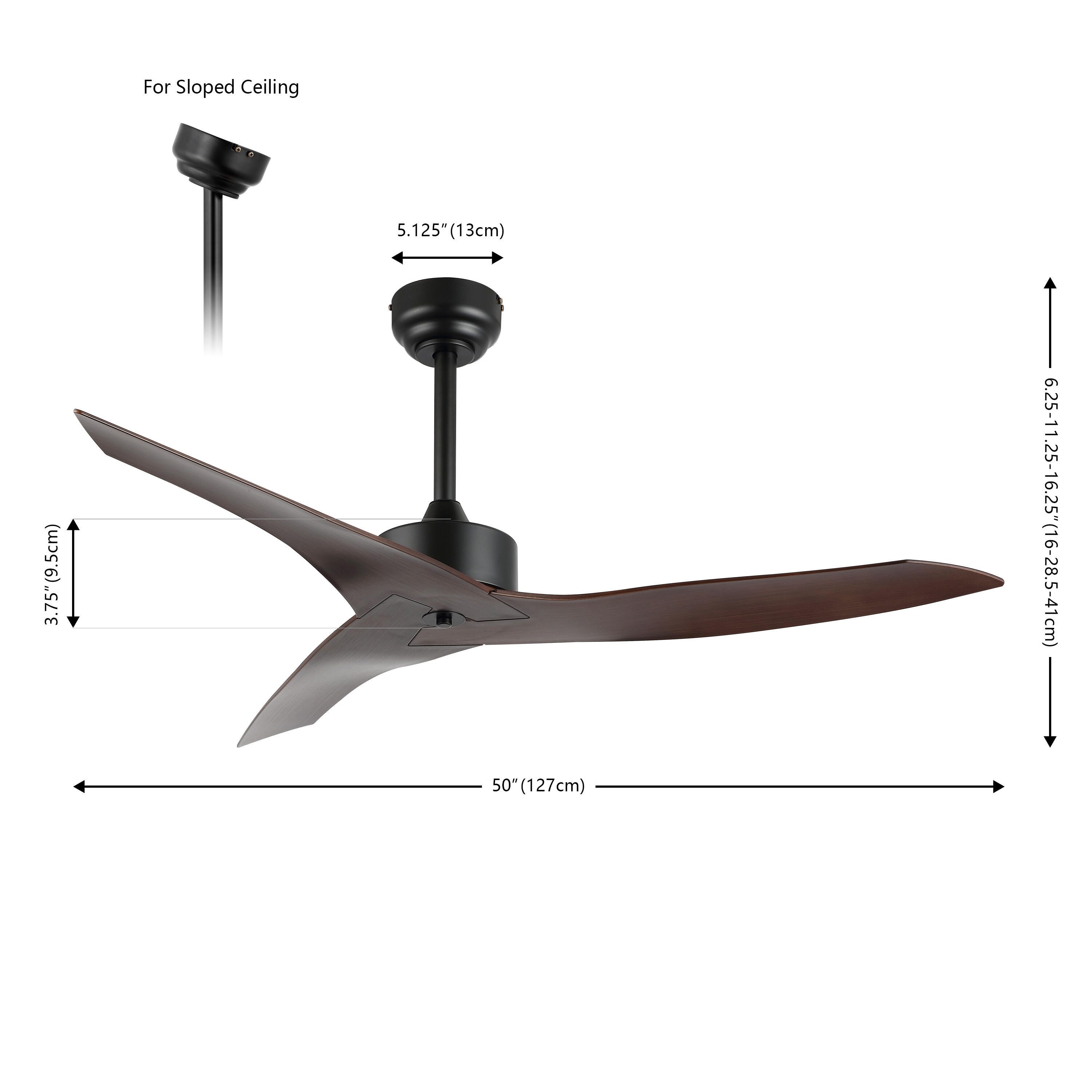 JONATHAN Y Aldrin 50" Razor Ceiling Fan, Black/Neutral Brown, large