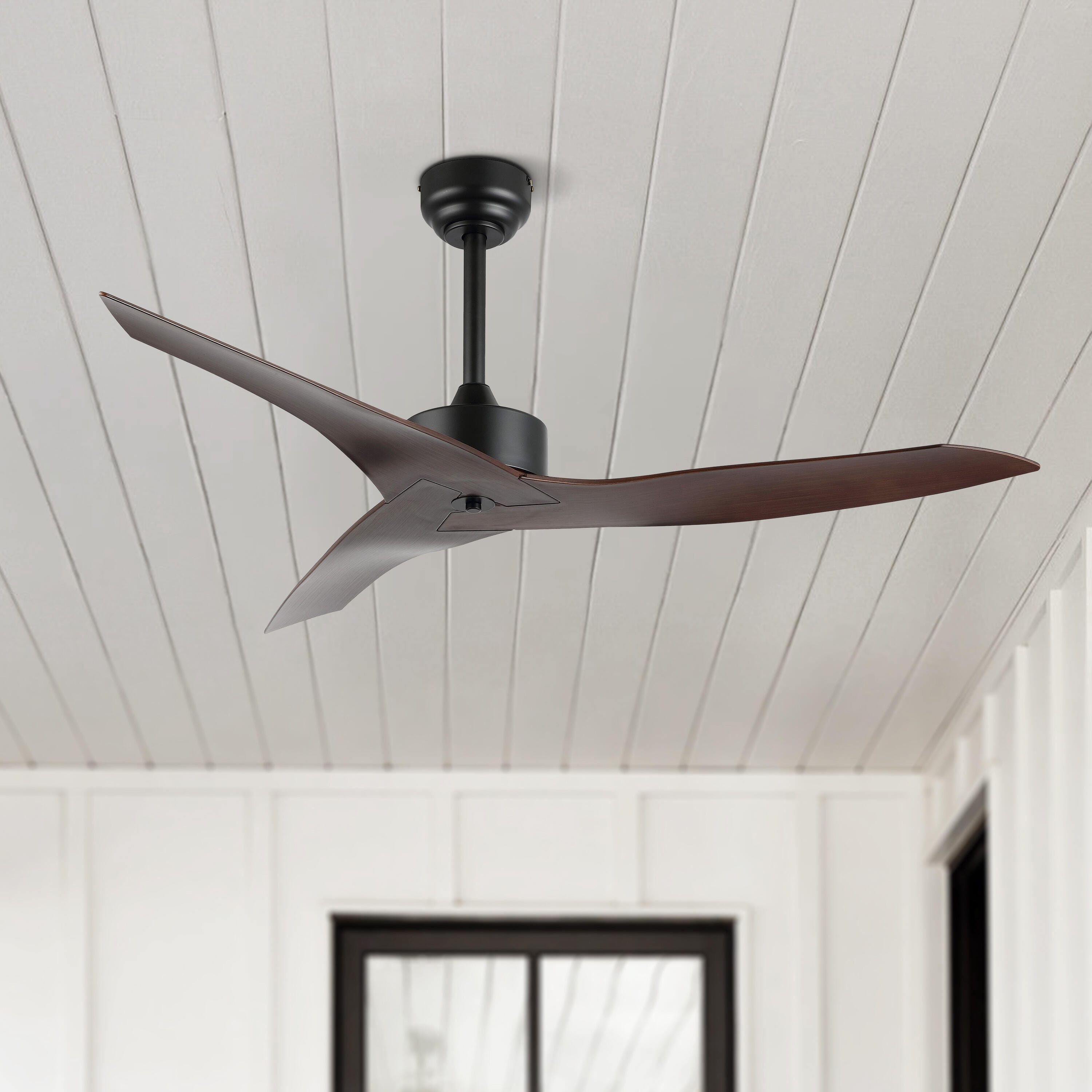 JONATHAN Y Aldrin 50" Razor Ceiling Fan, Black/Neutral Brown, large