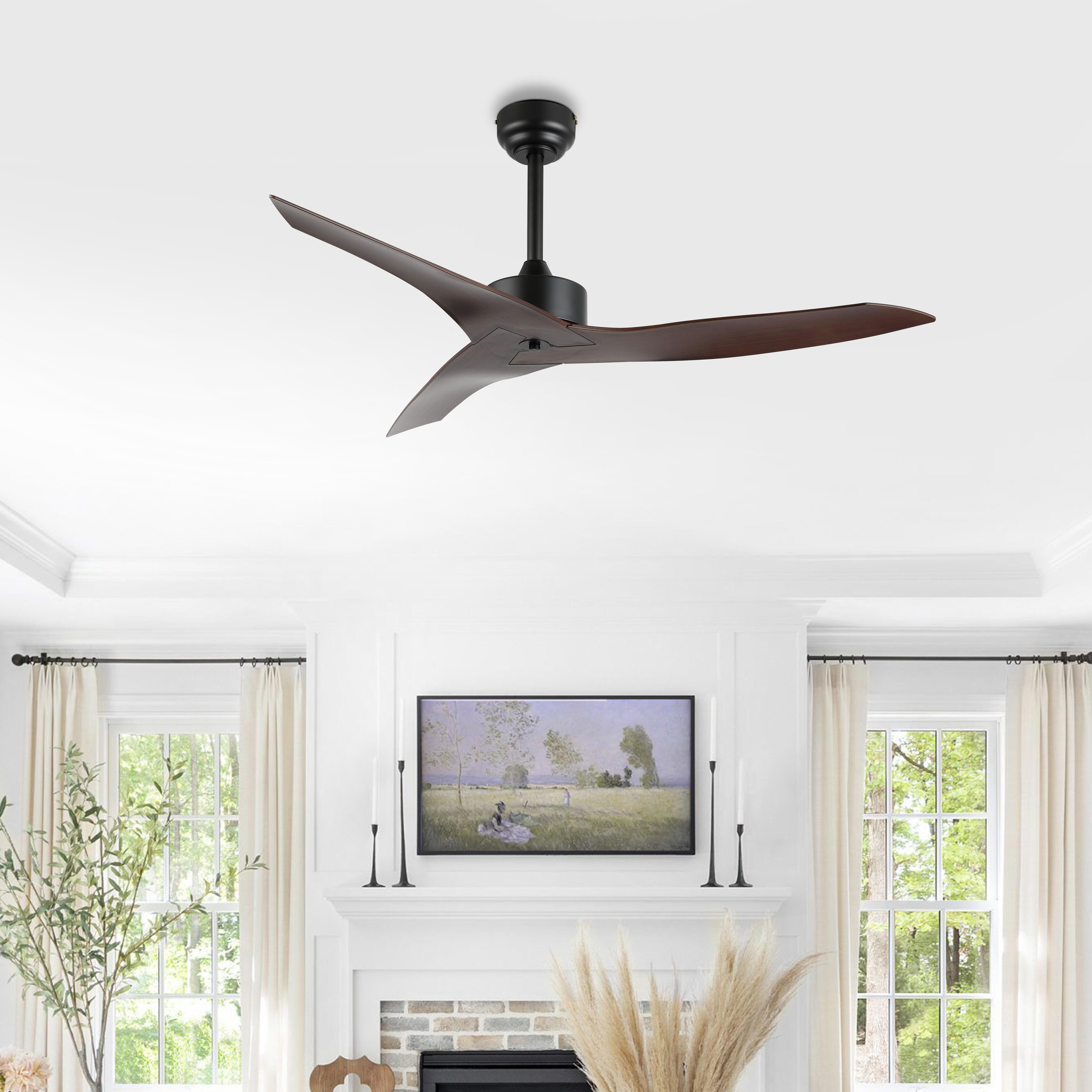 JONATHAN Y Aldrin 50" Razor Ceiling Fan, Black/Neutral Brown, large