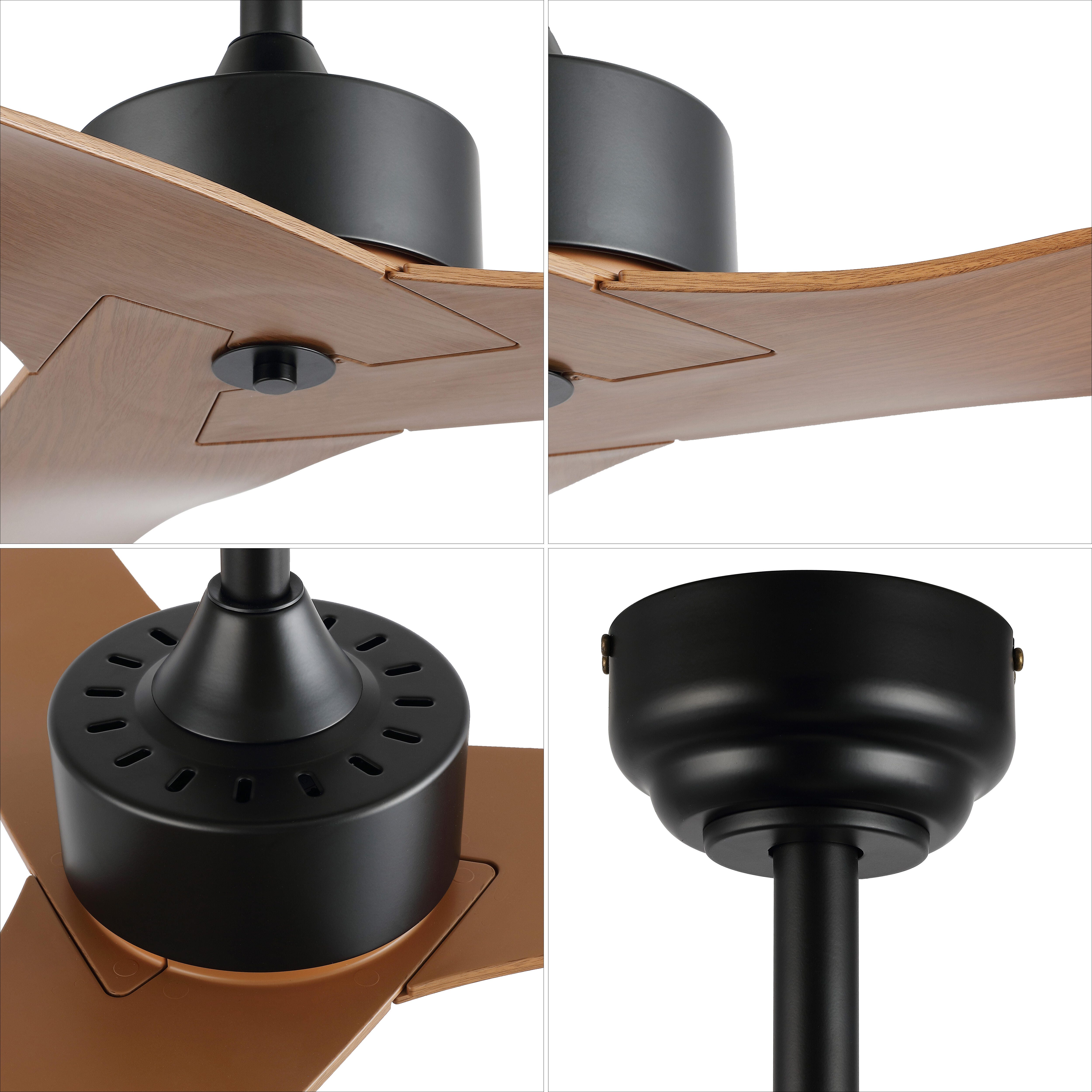 JONATHAN Y Aldrin 50" Razor Ceiling Fan, Black/Light Brown, large