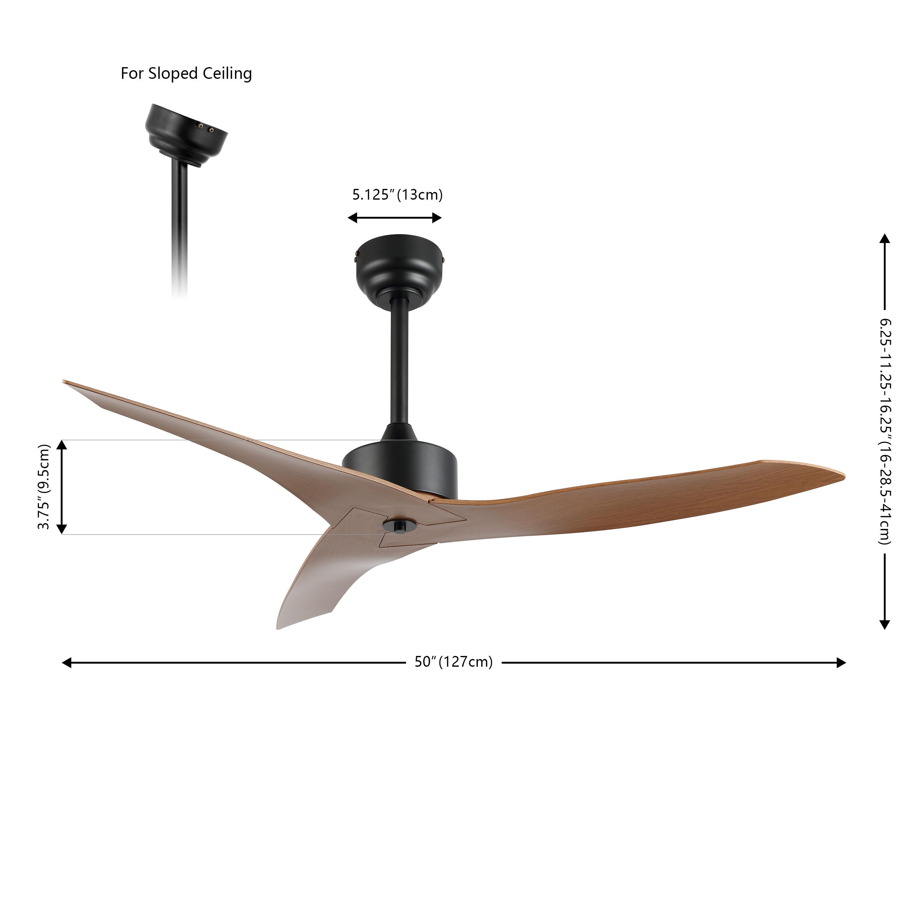 JONATHAN Y Aldrin 50" Razor Ceiling Fan, Black/Light Brown, large